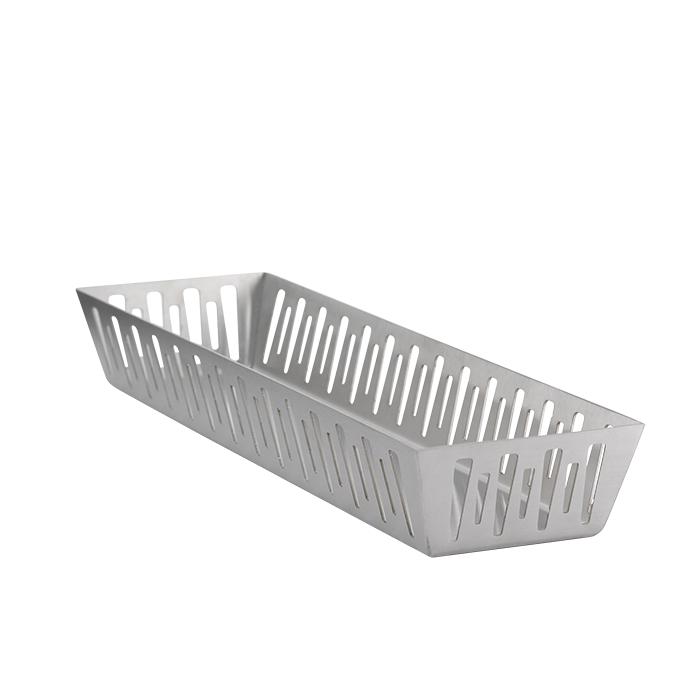 Narrow Rectangle Basket, Silver Stainless