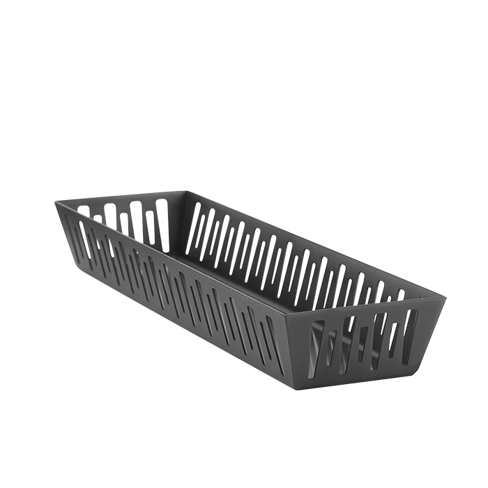 Narrow Rectangle Basket, Silver Stainless, Black