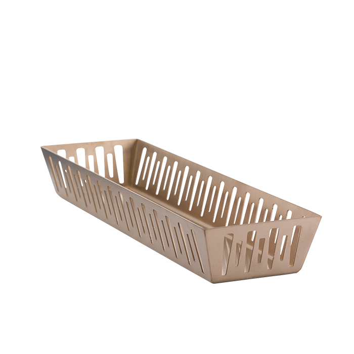 Narrow Rectangle Basket, Silver Stainless, Gold