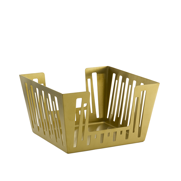 Napkin Holder in Silver Stainless, Vintage Gold