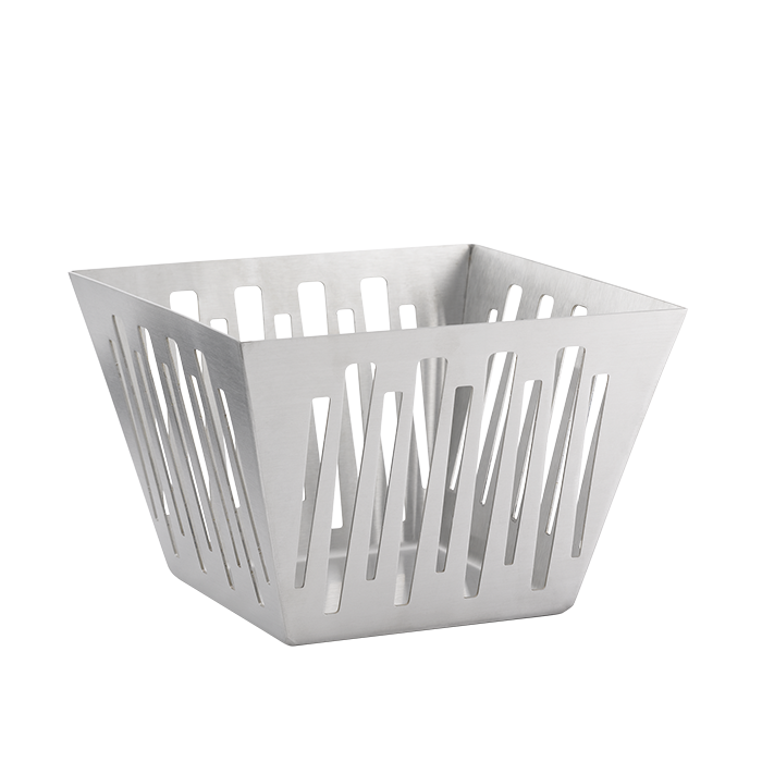 Square Flared Bread Basket in Silver Stainless