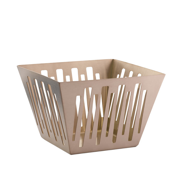 Square Flared Bread Basket in Silver Stainless, Gold