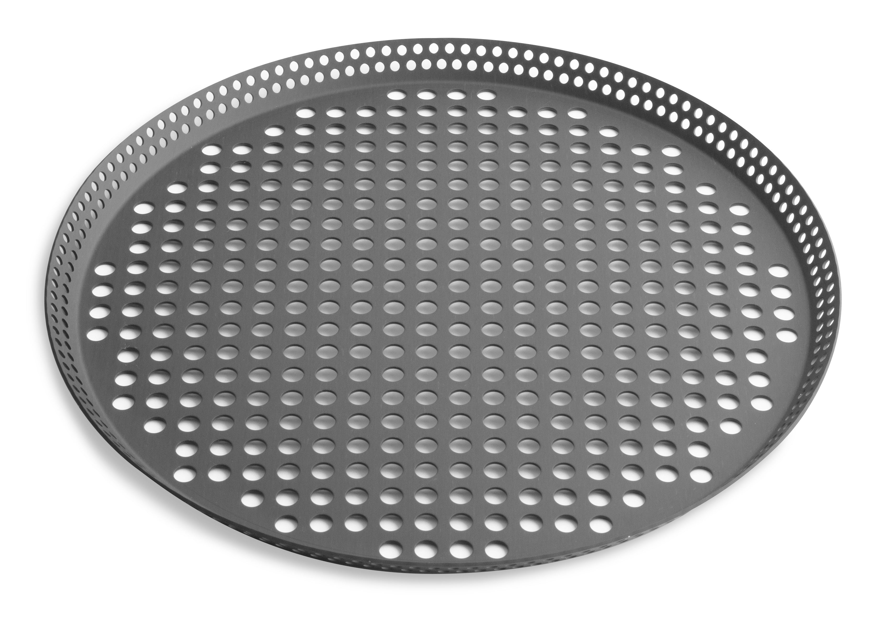 12" Fully Perforated Press Cut Pizza Pan with Hard Coat Anodized Finish