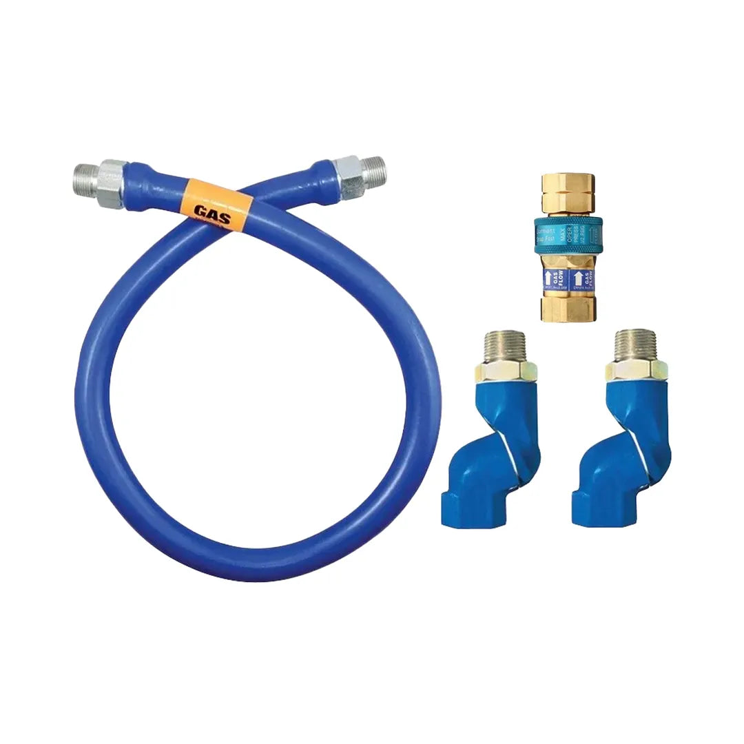 1"D Blue Hose™ Moveable Gas Connector Hose Assembly 48"L, Stainless Steel Braid, Retail Box, SnapFast® QD, 2 Swivel MAX®