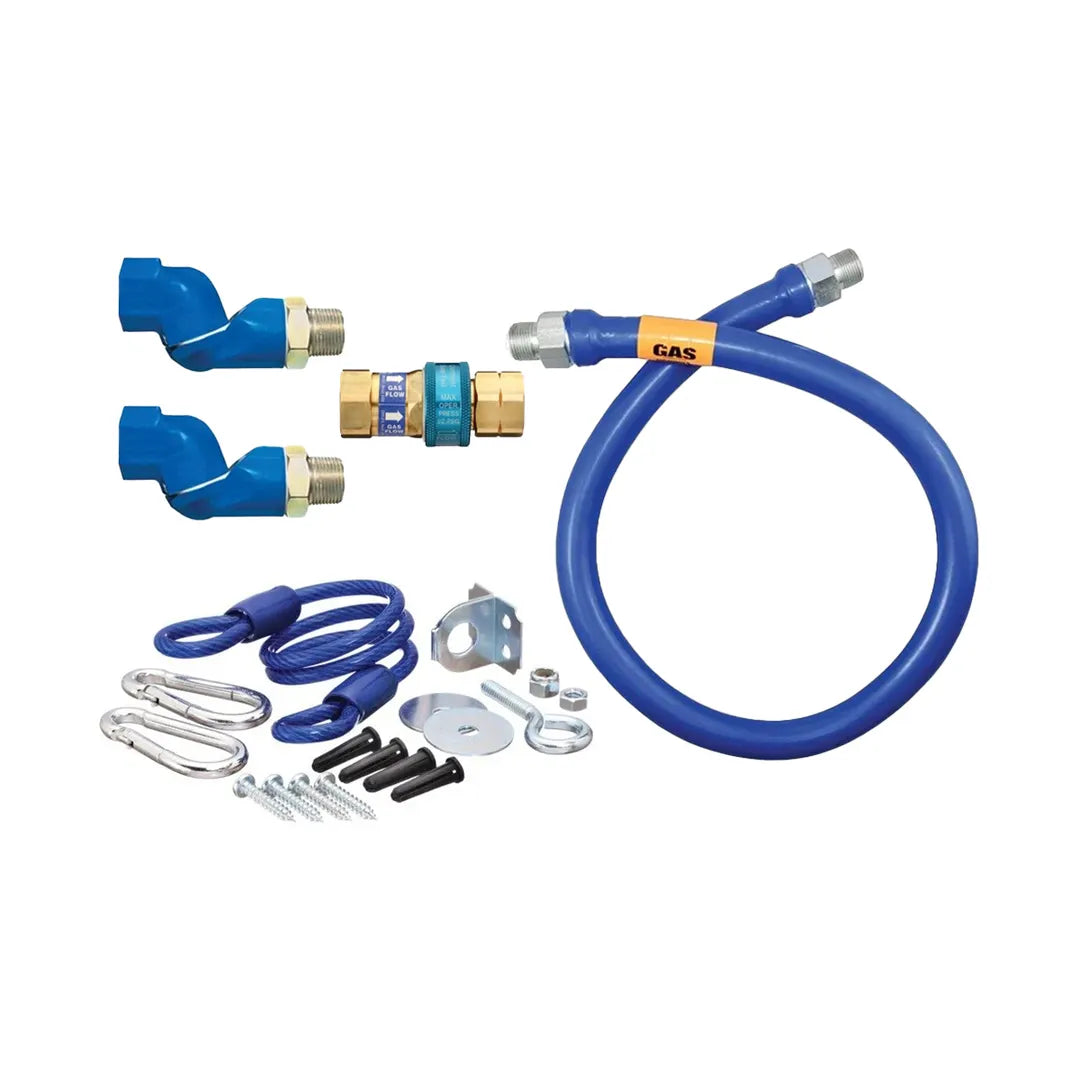 1"D Blue Hose™ Moveable Gas Connector Hose Assembly 48"L, Stainless Steel Braid, Retail Box, SnapFast® QD, 2 Swivel MAX®, Restraining Cable