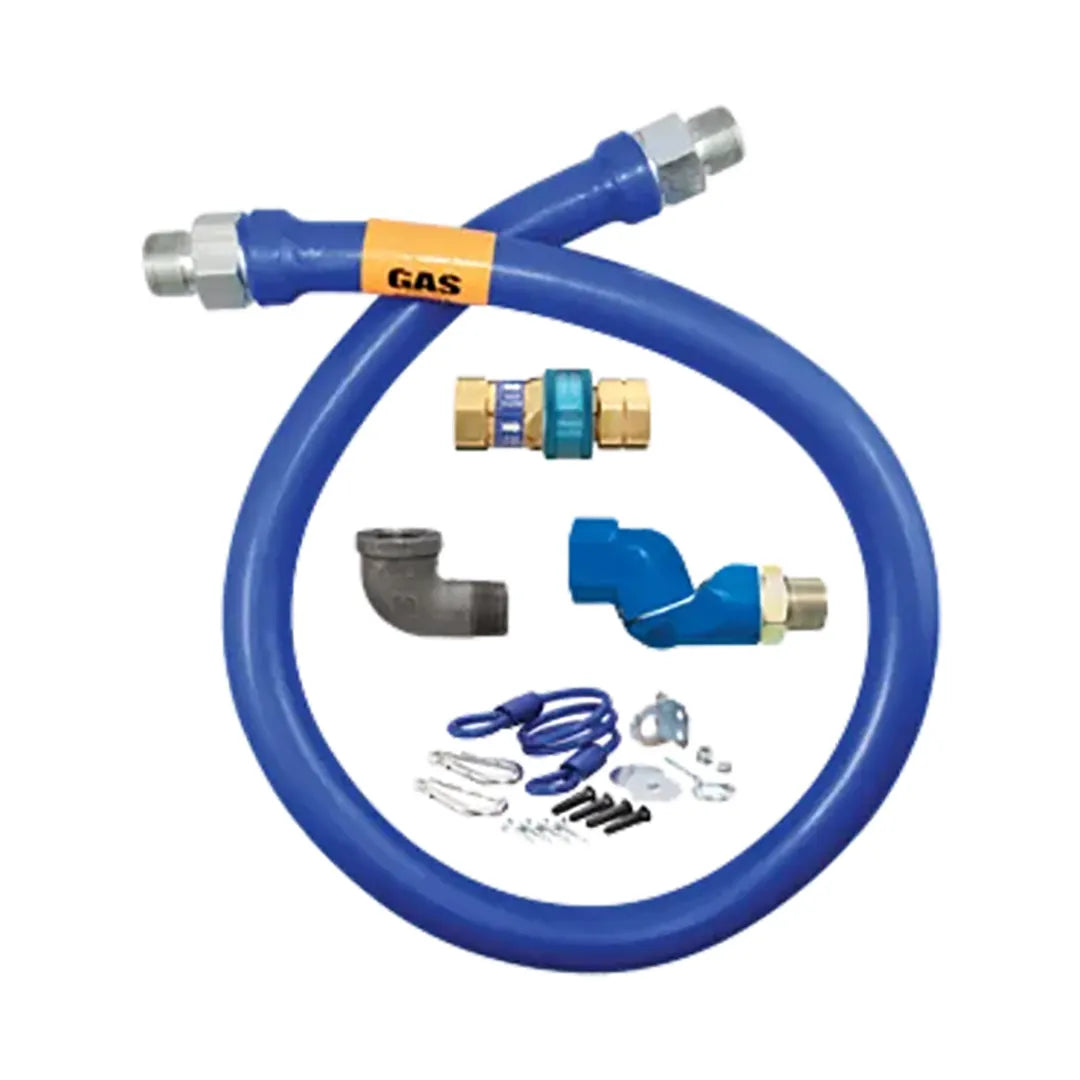 1"D Blue Hose™ Moveable Gas Connector Hose Assembly 48"L, Stainless Steel Braid, Retail Box, SnapFast® QD, Swivel MAX®, Restraining Cable