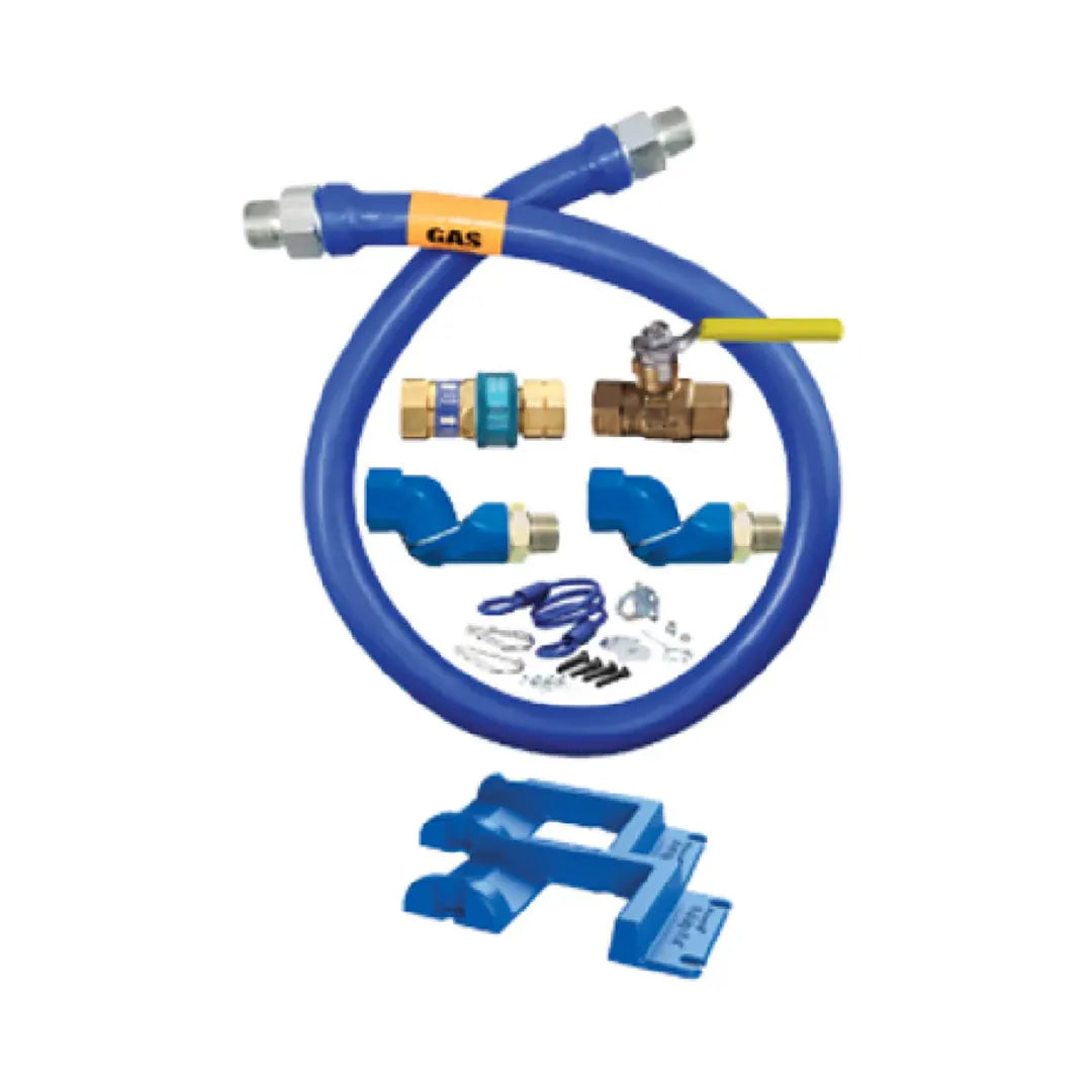 1"D Blue Hose™ Moveable Gas Connector Kit 48"L, Stainless Steel Braid, SnapFast® QD, 2 Swivel MAX®, Safety Set®, Full Port Valve