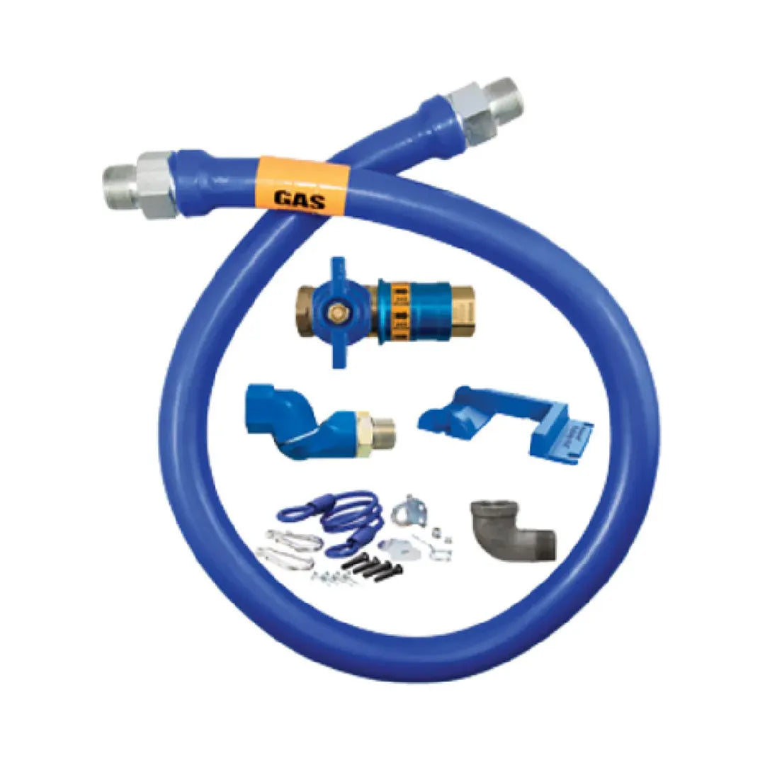 1"D Blue Hose™ Moveable Gas Connector Kit 48"L, Stainless Steel Braid, Safety Quik® QDV, Swivel MAX®, Safety Set®
