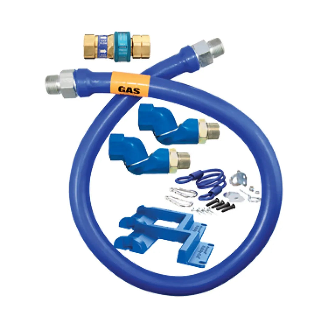 1/2"D Blue Hose™ Moveable Gas Connector Hose Assembly 48"L, Stainless Steel Braid, SnapFast® QD, 2 Swivel MAX®, Safety Set®, SKU 1650BPQ2SR48BXPS