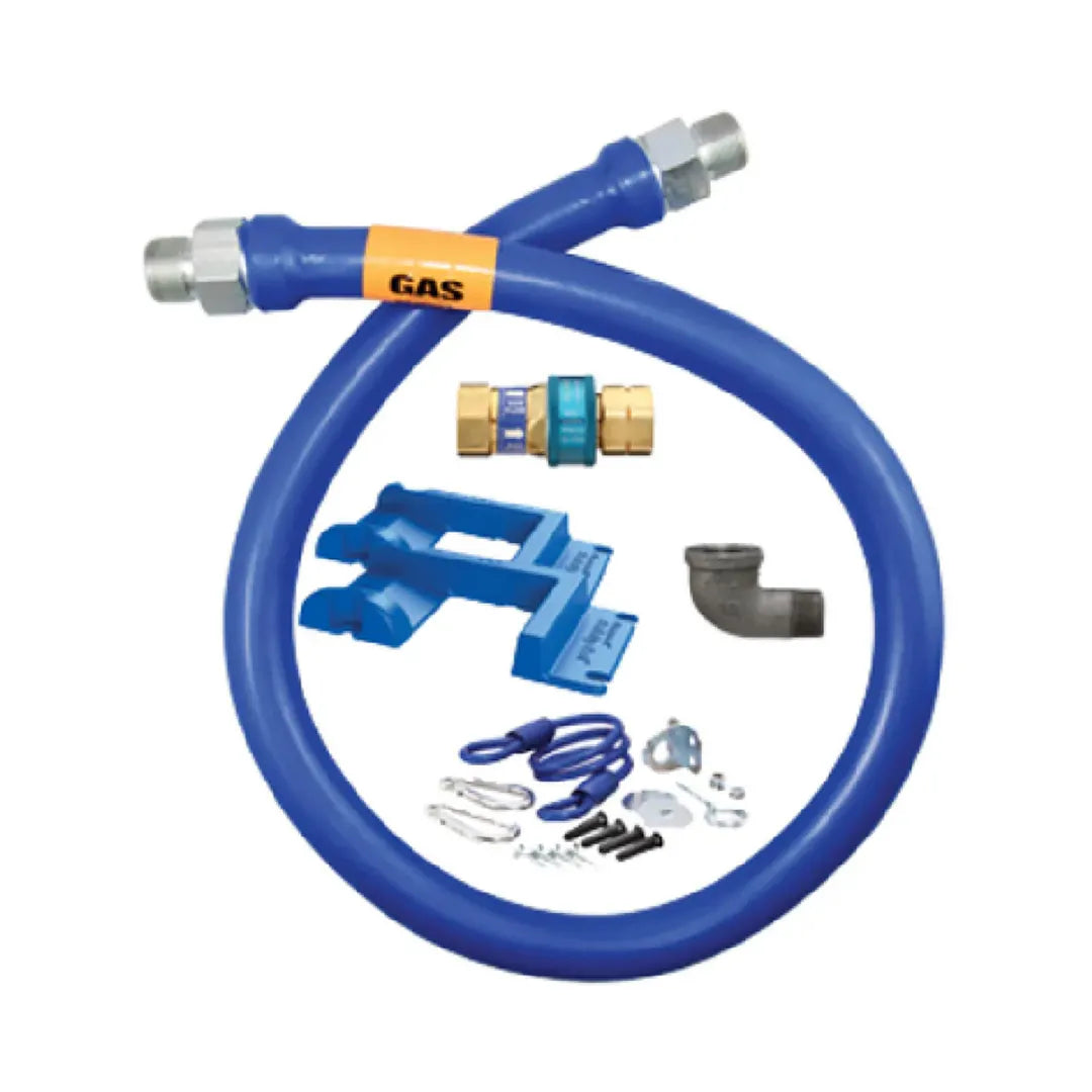1/2"D Blue Hose™ Moveable Gas Connector 48"L, Stainless Steel Braid, SnapFast® QD, Elbow, Safety Set®