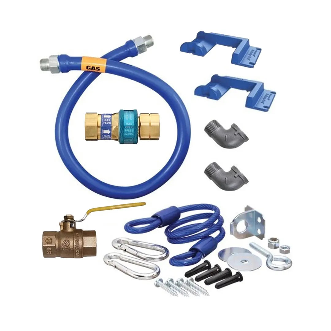 1/2"D Blue Hose™ Moveable Gas Connector Kit 60"L, Stainless Steel Braid, SnapFast® QD, Elbow, Safety Set®, Full Port Valve