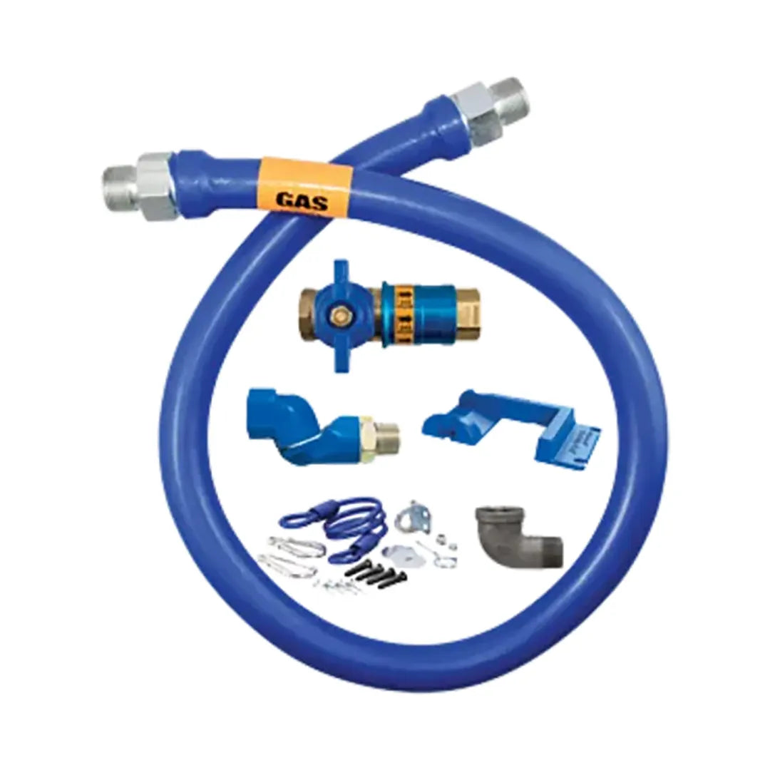 1/2"D Blue Hose™ Moveable Gas Connector Kit 48"L, Stainless Steel Braid, Safety Quik® QDV, Swivel MAX®, Restraining Cable, Safety Set®