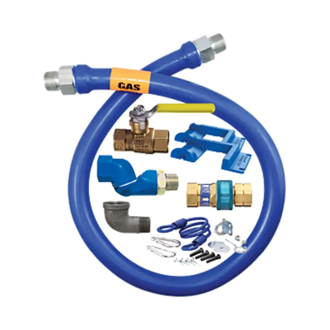 1/2"D Blue Hose™ Moveable Gas Connector Kit 60"L, Stainless Steel Braid, SnapFast® QD, Swivel MAX®, Elbow, Safety Set®, Full Port Valve