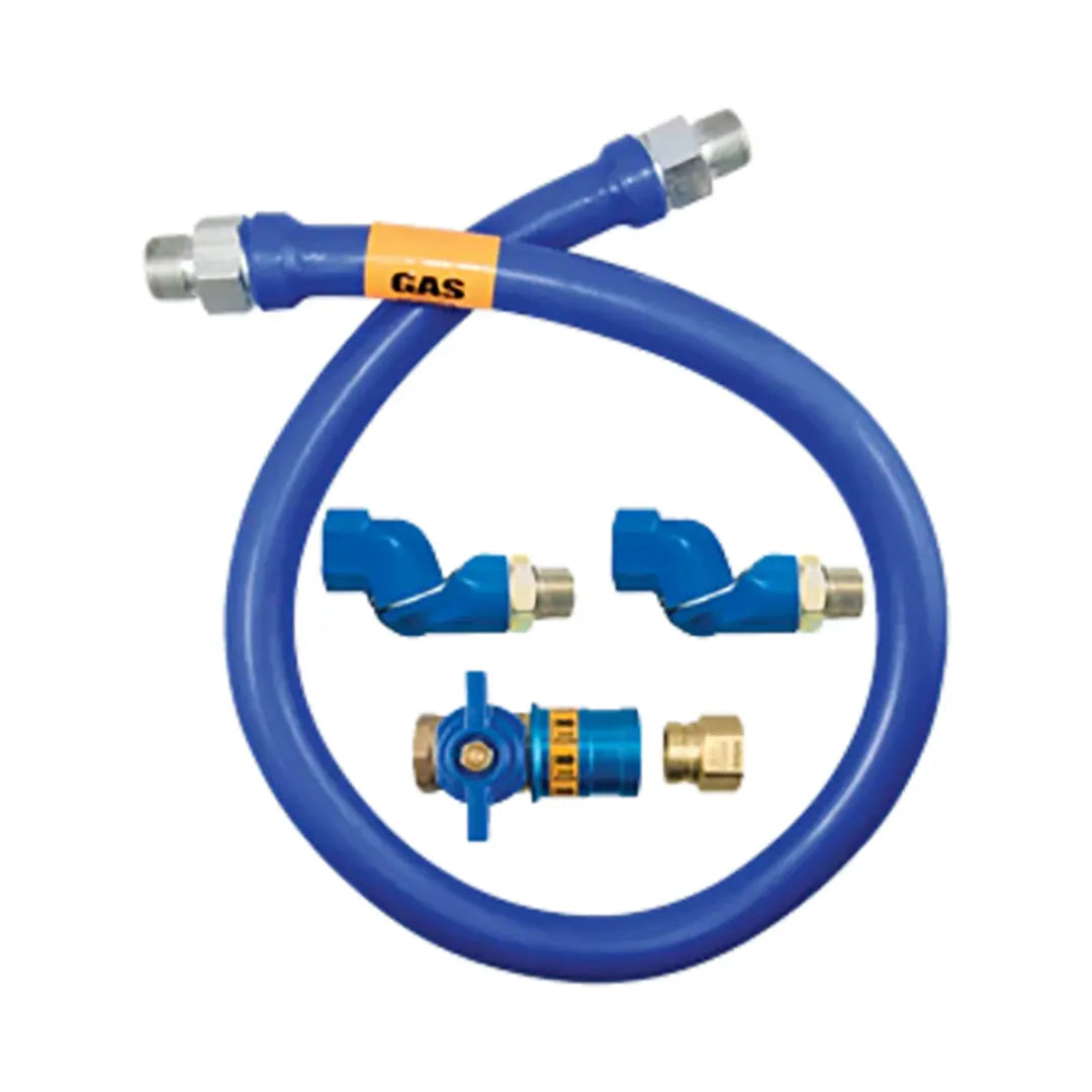 3/4"D Blue Hose™ Moveable Gas Connector Hose Assembly 48"L, Stainless Steel Braid, Retail Box, Safety Quik® QDV, 2 Swivel MAX®