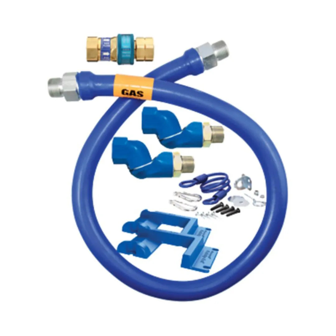 3/4"D Blue Hose™ Moveable Gas Connector Hose Assembly 48"L, Stainless Steel Braid, SnapFast® QD, 2 Swivel MAX®, Safety Set®, SKU 1675BPQ2SR48BXPS