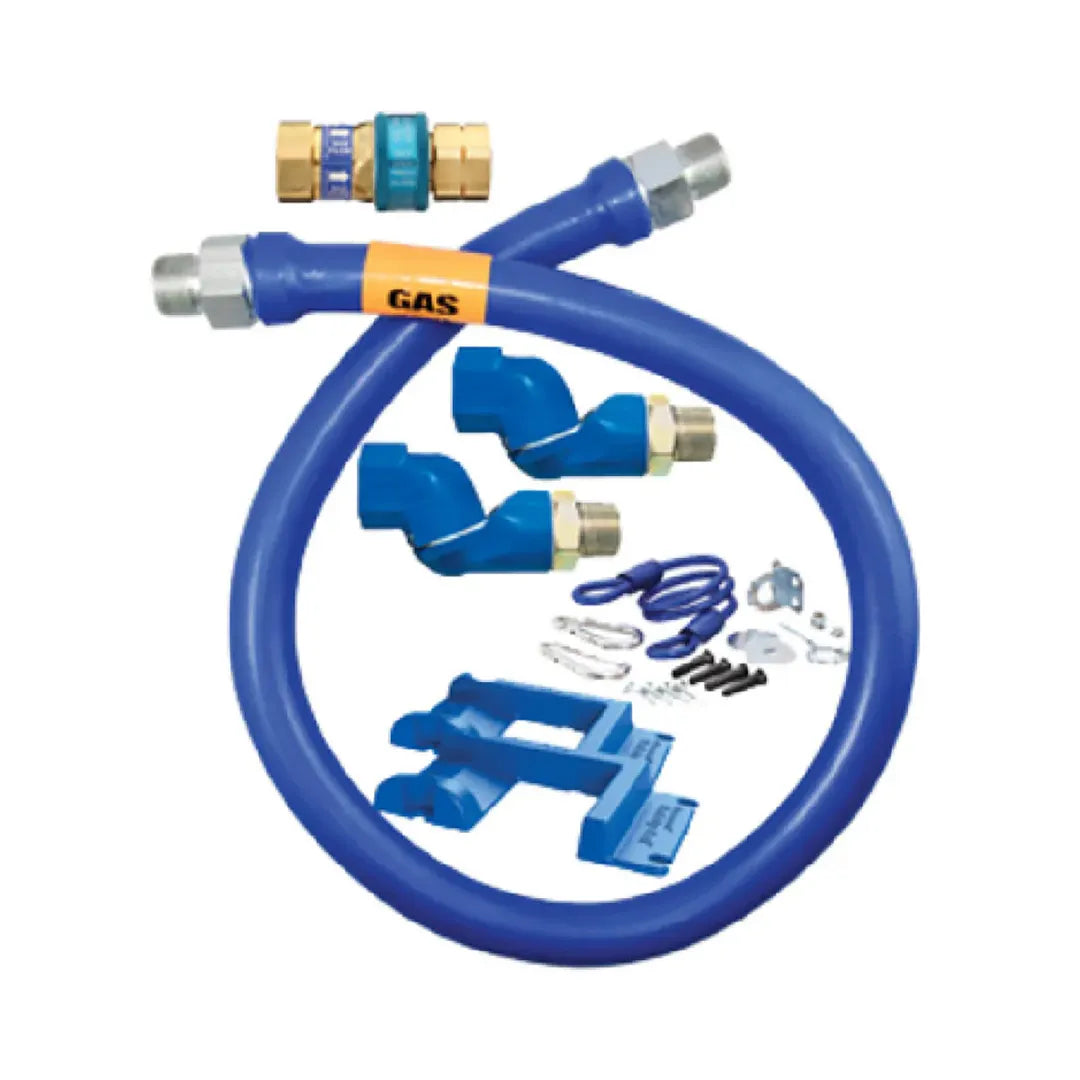 3/4"D Blue Hose™ Moveable Gas Connector Hose Assembly 48"L, Stainless Steel Braid, SnapFast® QD, 2 Swivel MAX®, Safety Set®, SKU 1675BPQ2SR48PS