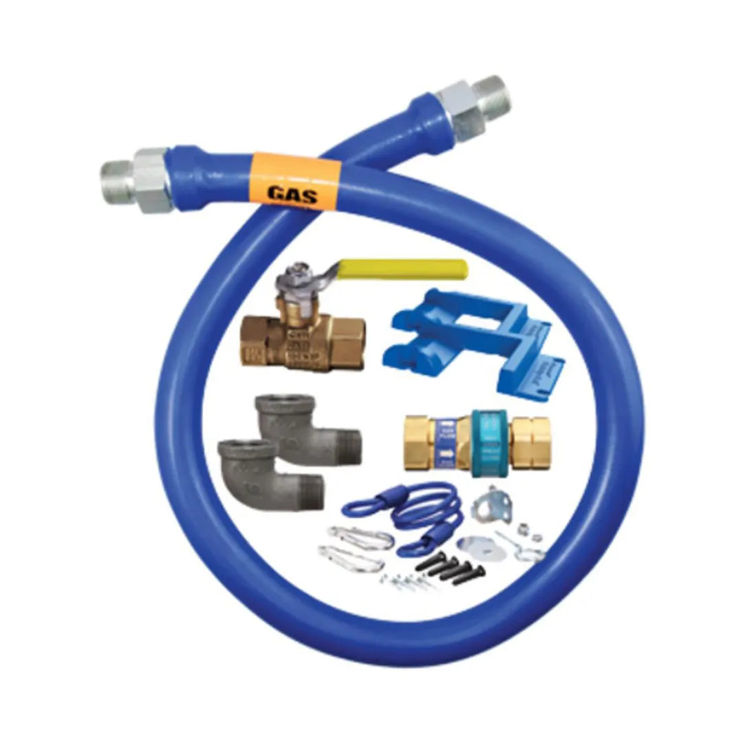 3/4"D Blue Hose™ Moveable Gas Connector Kit 72"L, Stainless Steel Braid, SnapFast® QD, Elbow, Safety Set®, Full Port Valve