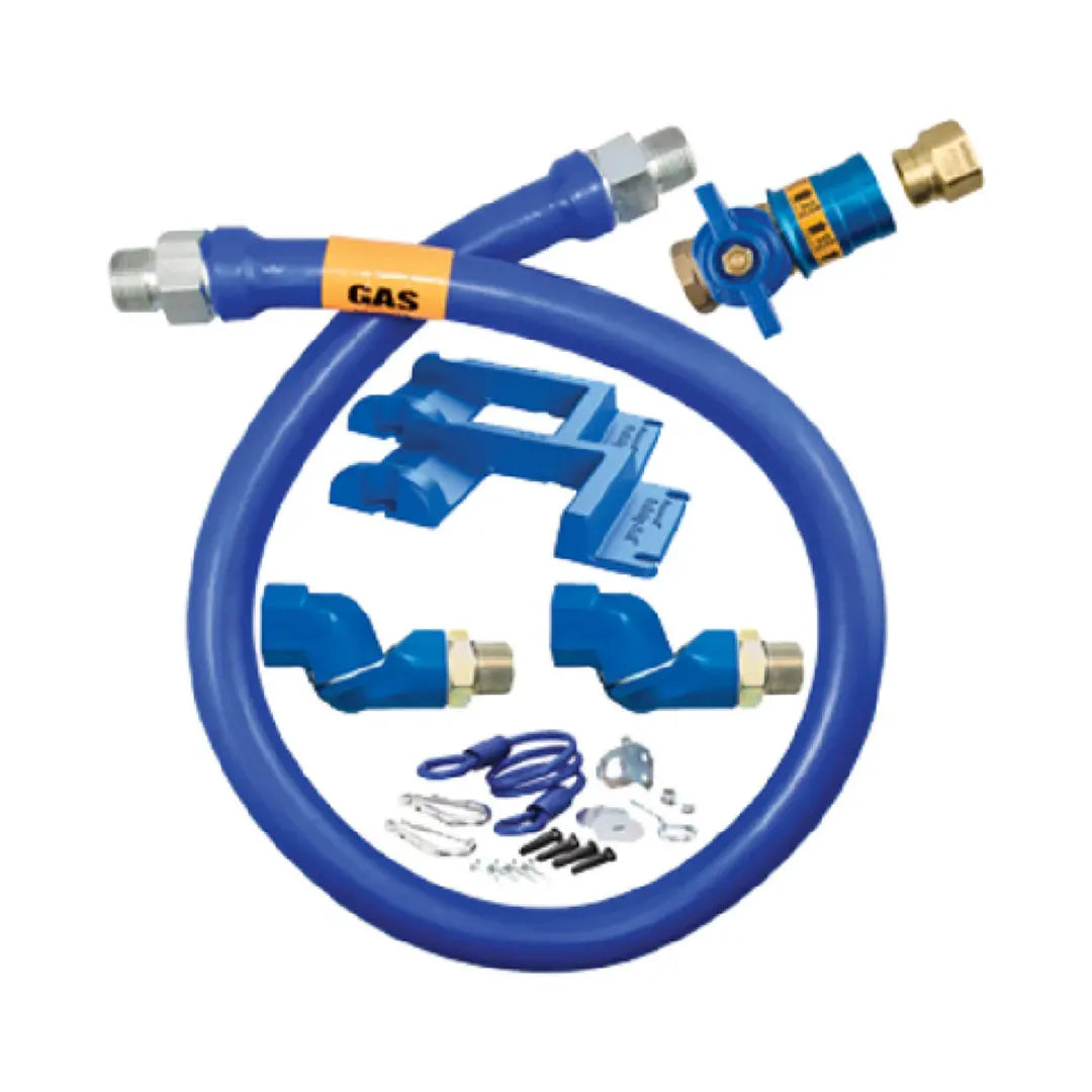 3/4"D Blue Hose™ Moveable Gas Connector Kit 36"L, Stainless Steel Braid, Safety Quik® QDV, 2 Swivel MAX®, Restraining Cable, Safety Set®