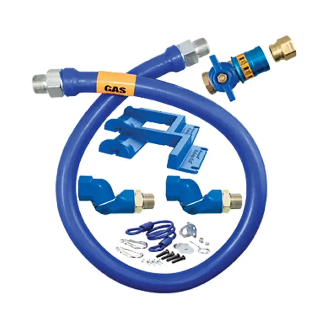 3/4"D Blue Hose™ Moveable Gas Connector Kit 72"L, Stainless Steel Braid, Safety Quik® QDV, 2 Swivel MAX®, Restraining Cable, Safety Set®