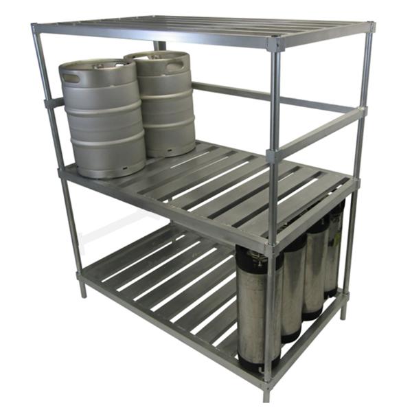 34" x 42" Adjustable Aluminum Double-Deep Keg Shelf