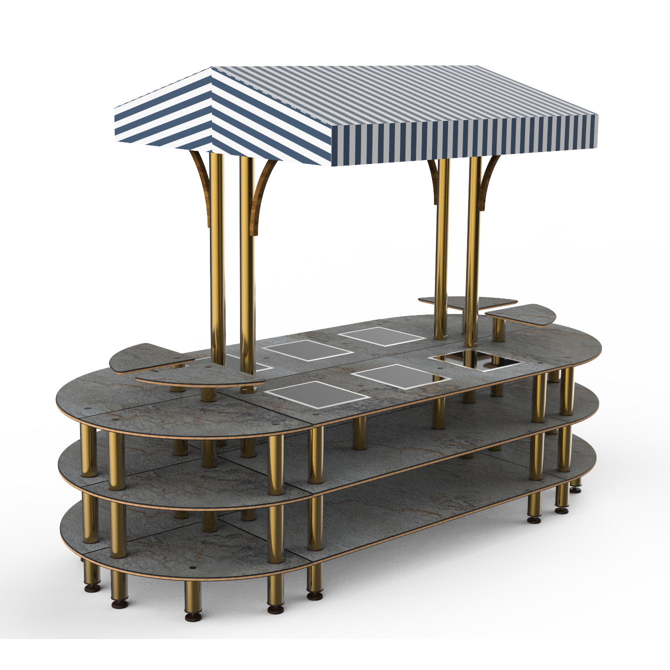 Warming Induction Market Station L 130.0" W 59.0" Modular