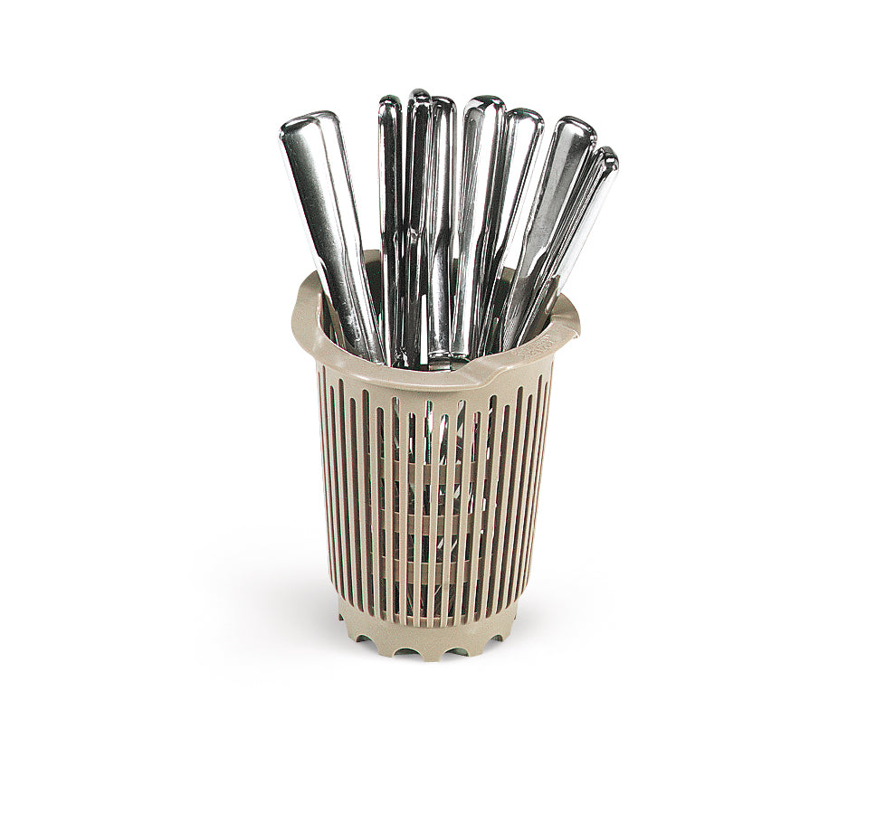 Traex® Vertical Flatware Cylinder, Beige Plastic