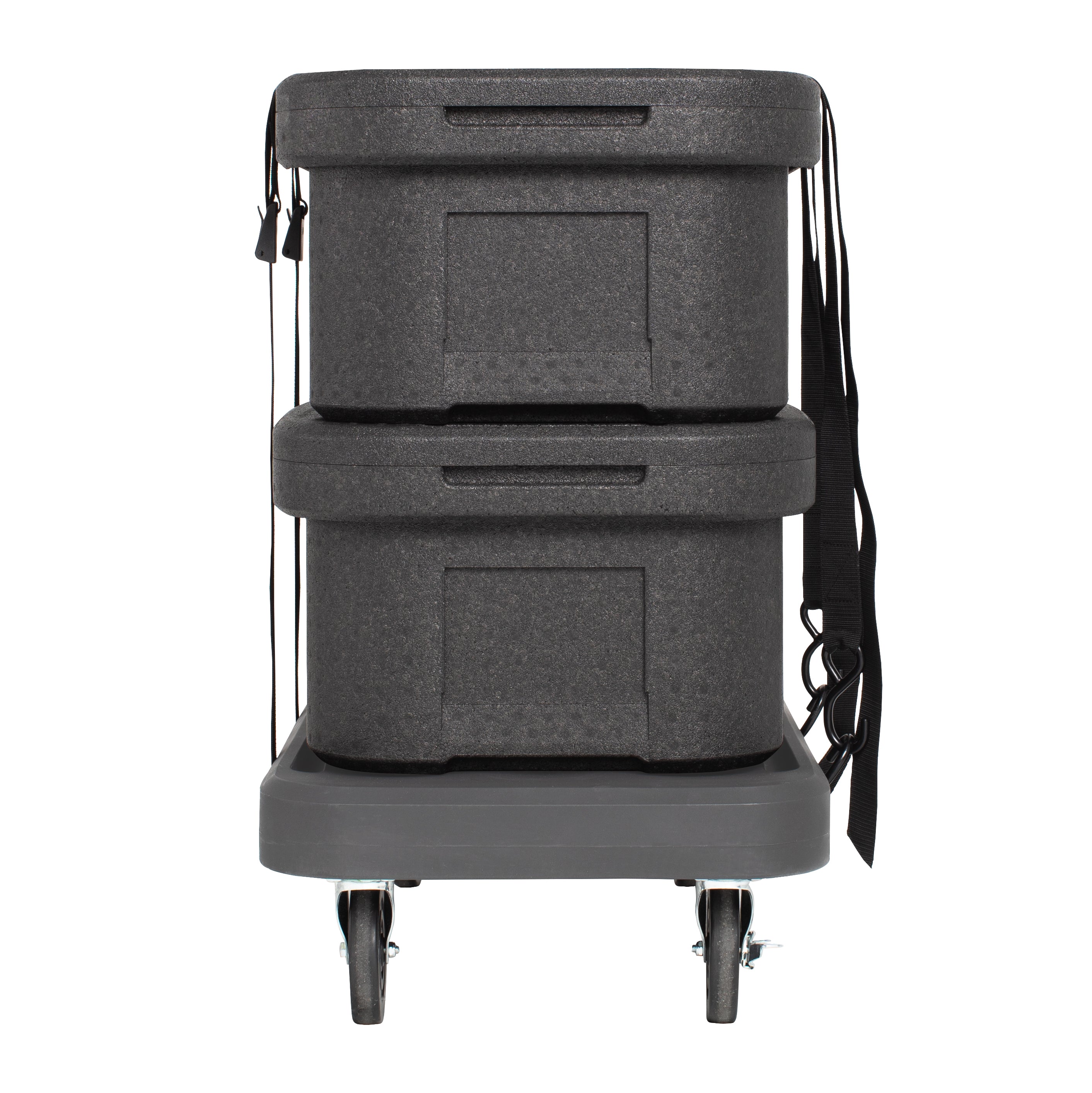 Flatbed Utility Dolly In Dark Gray with 5” Casters and Straps