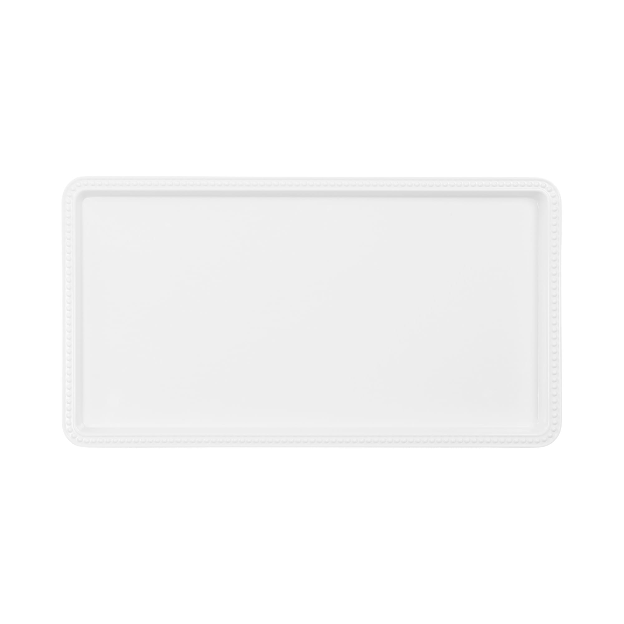 Elite Global Solutions Venetian 15" x 8" x 1" Beaded Rectangular Tray, Display White