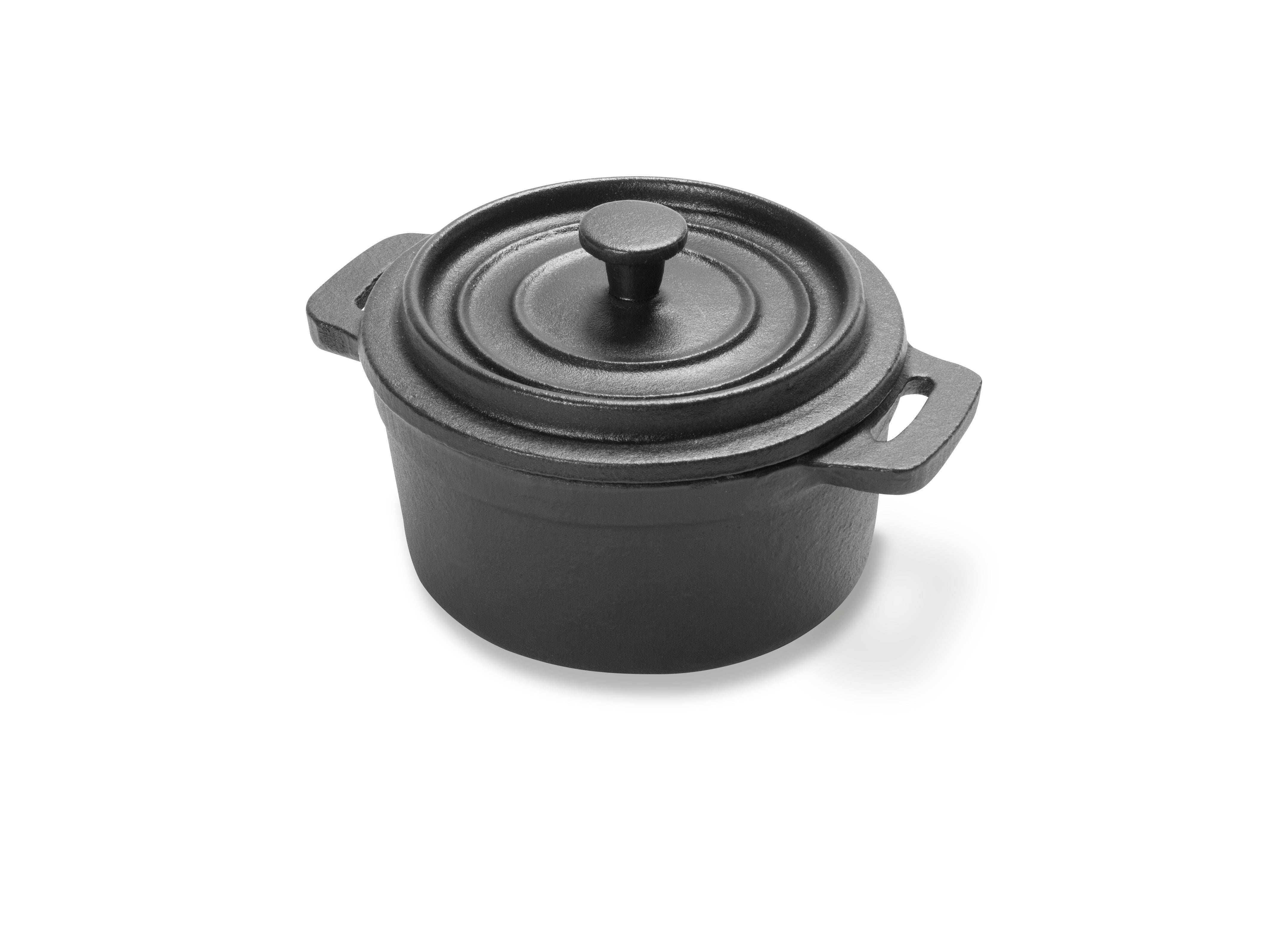 8 9/10 oz. Mini Round Cast-Iron Casserole Pan with Lid