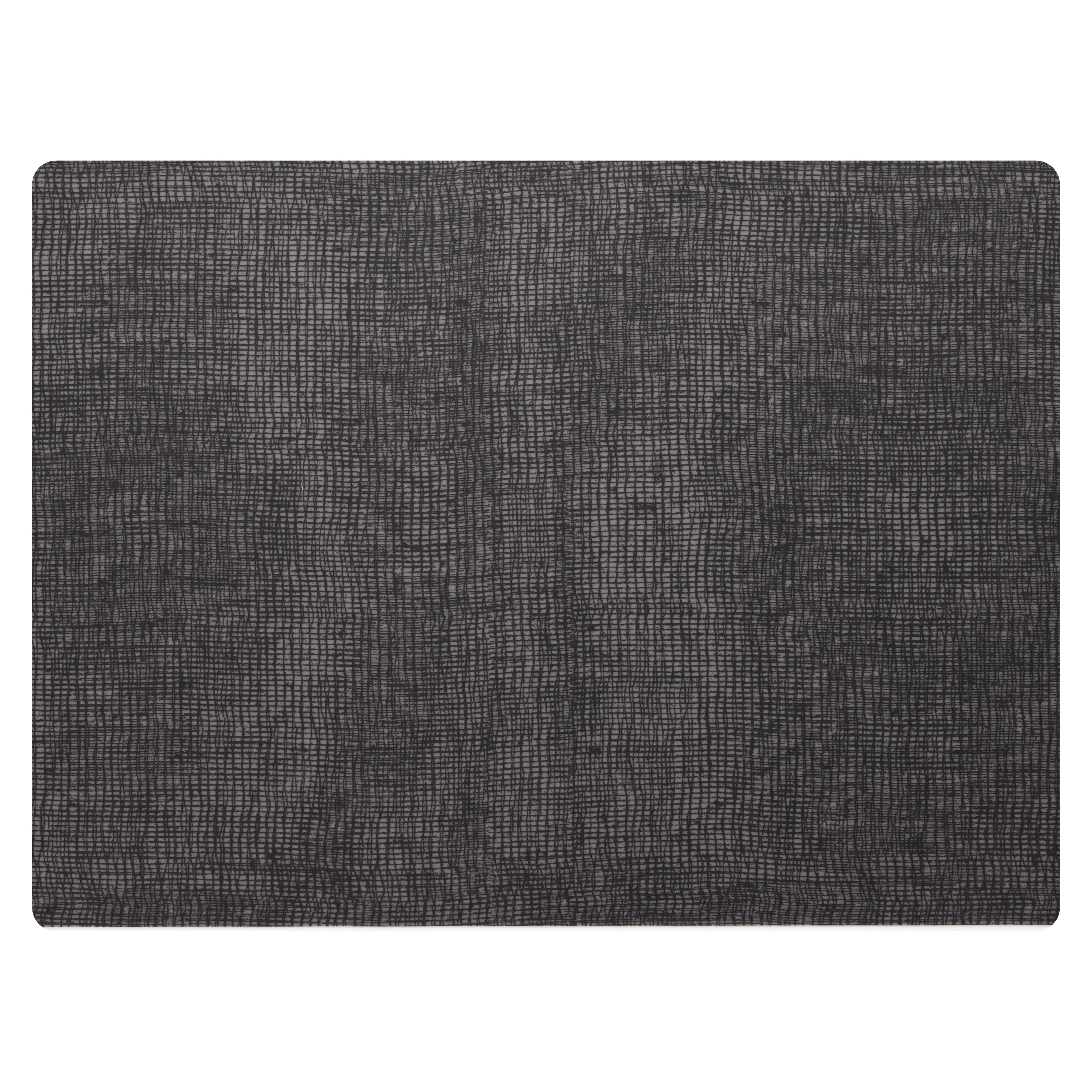 Black And Grey Linen Silicone Placemat L 16.0" W 12.0" Modern Twist