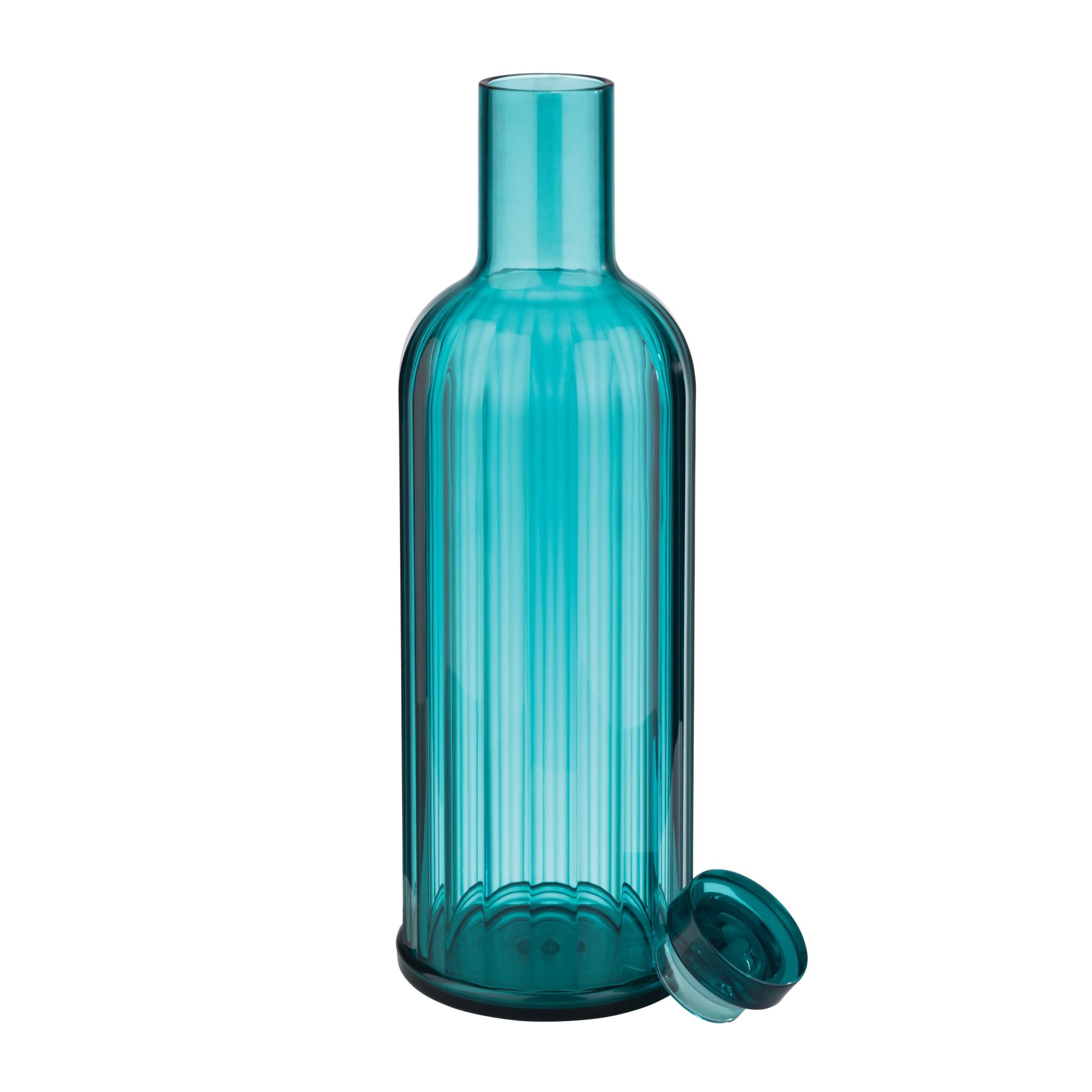 APS Stripes 33.875 oz. Ribbed Aquamarine Plastic Bottle