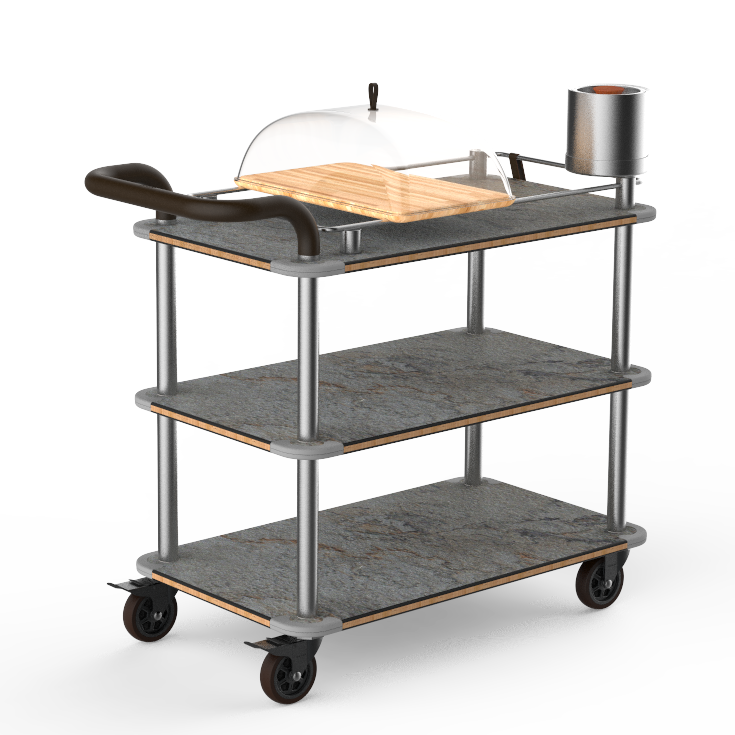 Cheese Plate And Wine Cart L 41.0" W 21.0" Rollin