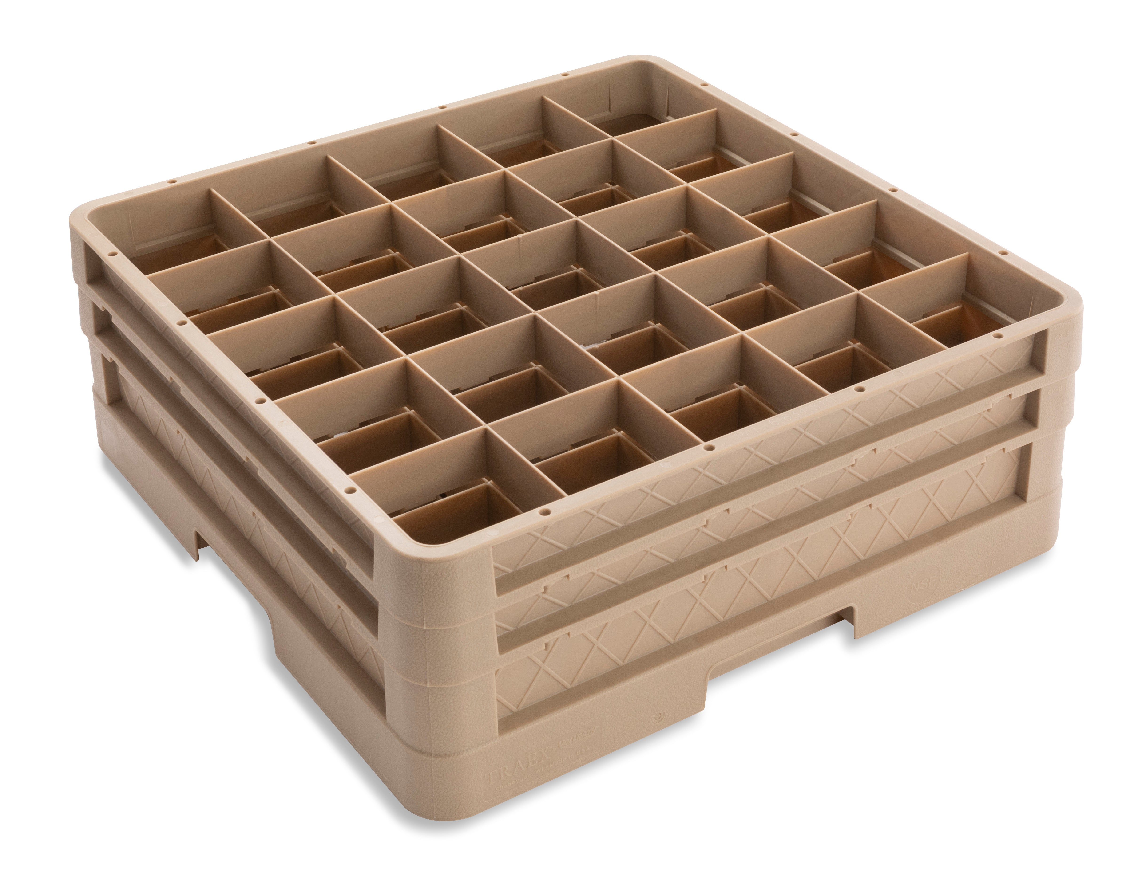 Full-Size Traex® Closed Wall 25  Compartment Rack with One Extenders in Beige