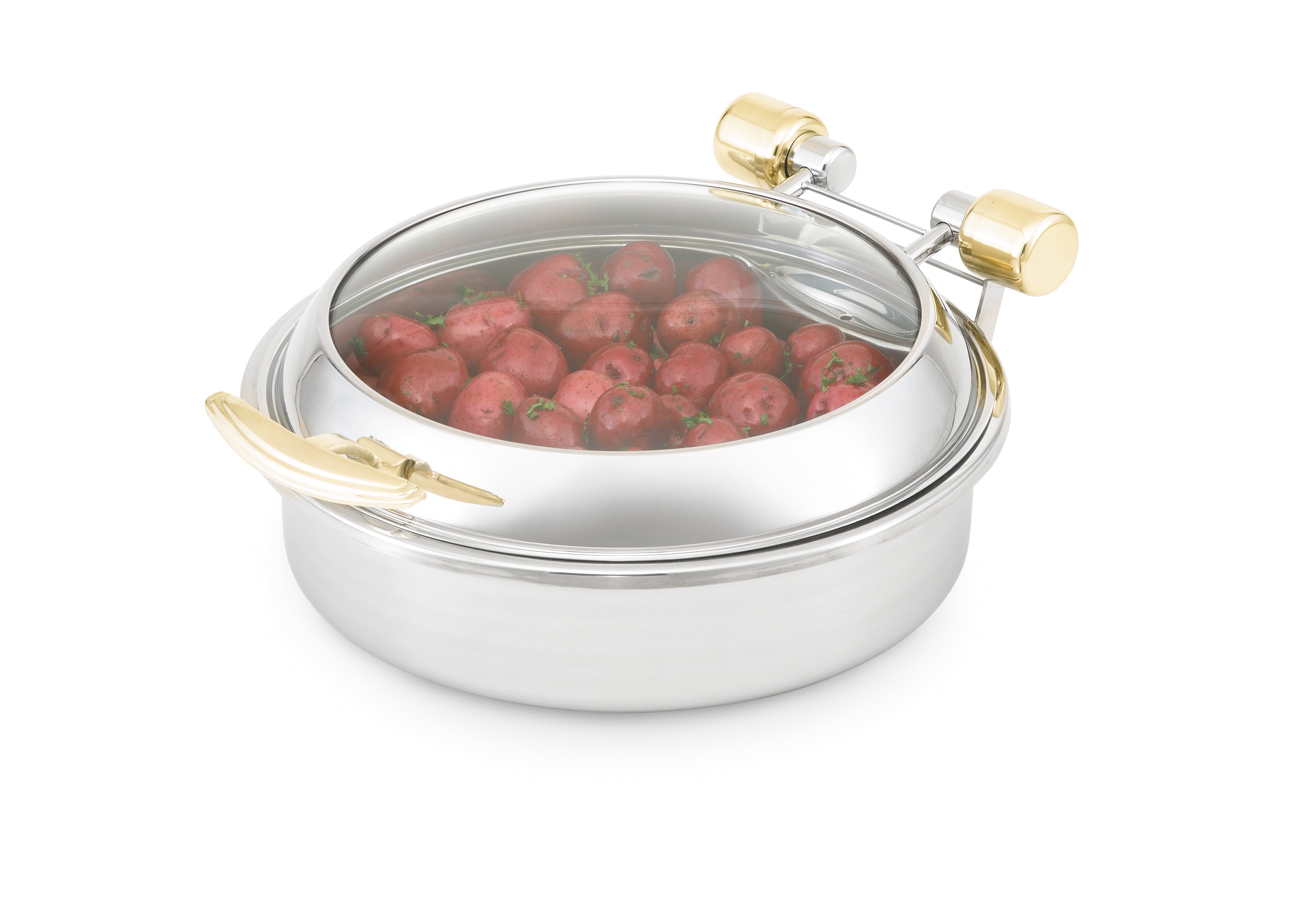 Intrigue® Round Induction Chafer Glass Lid with Stainless Steel Trim