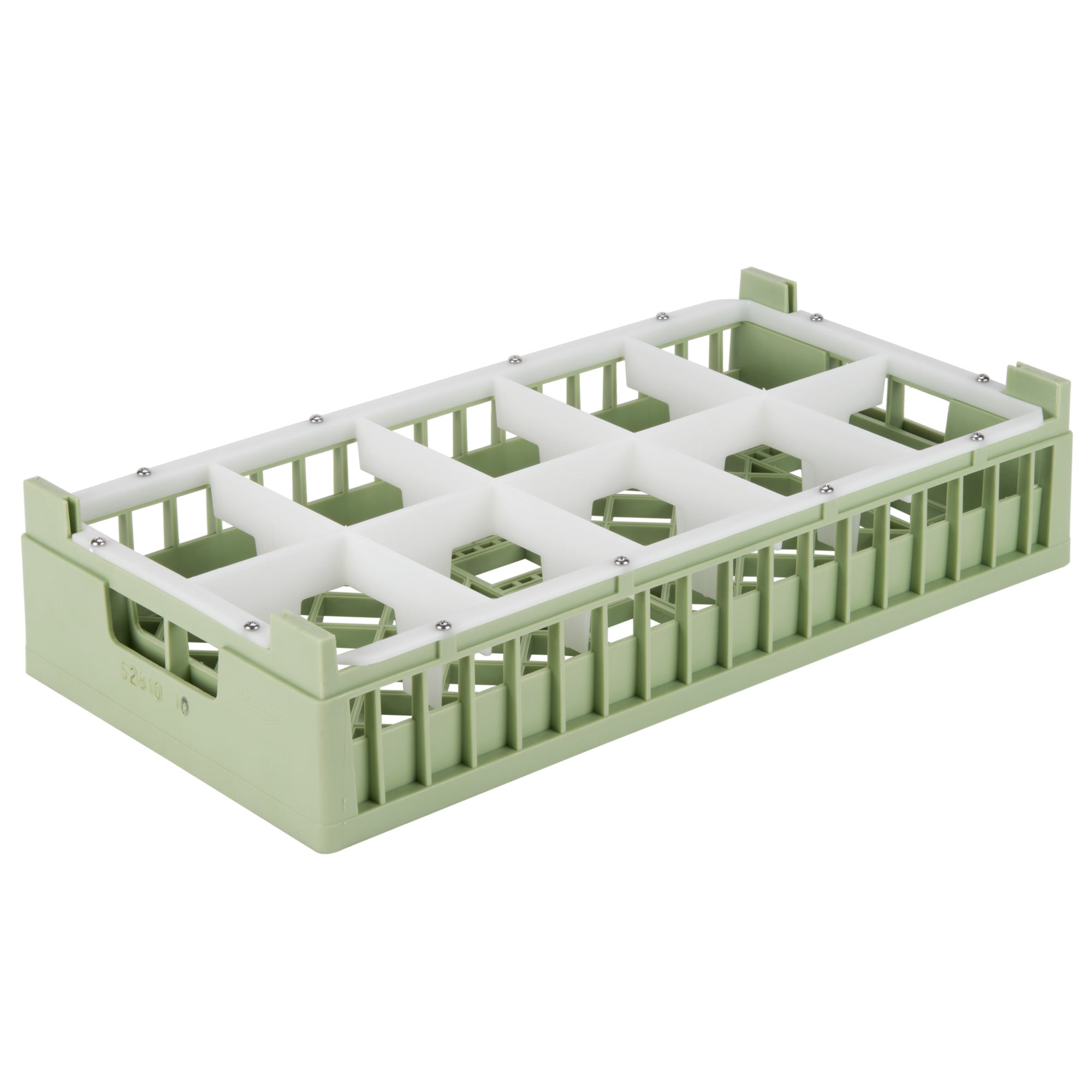 Signature half-size 10 compartment rack with short height in Light Green