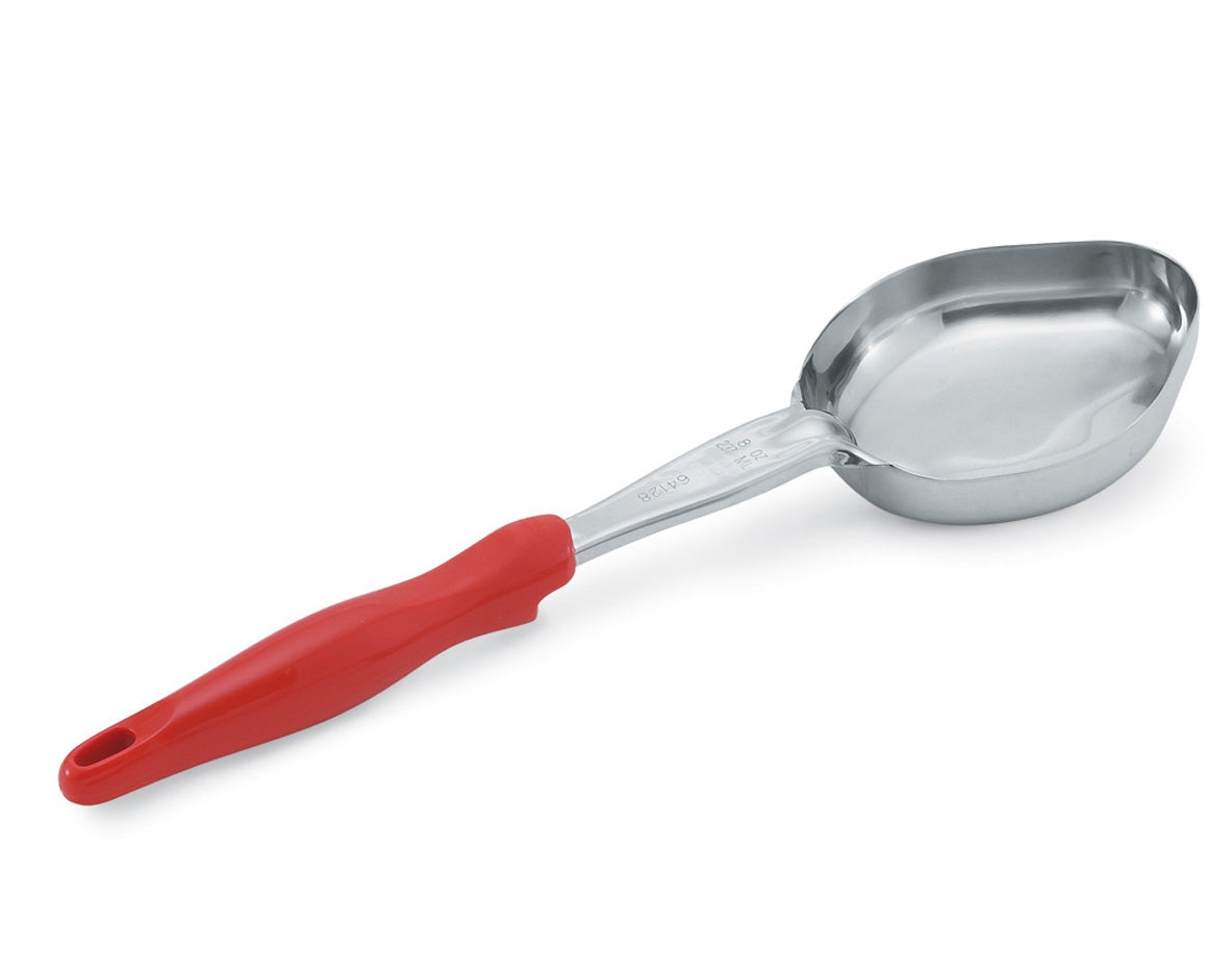 8-ounce one-piece heavy-duty stainless steel solid oval Spoodle® utensil with orange nylon handle