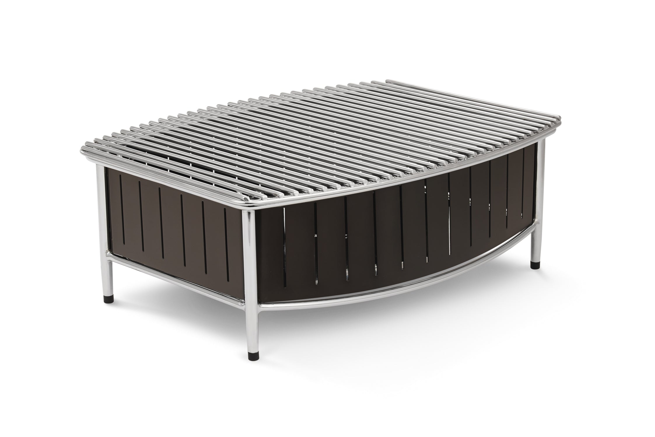 Large contoured buffet station with wire grill in black