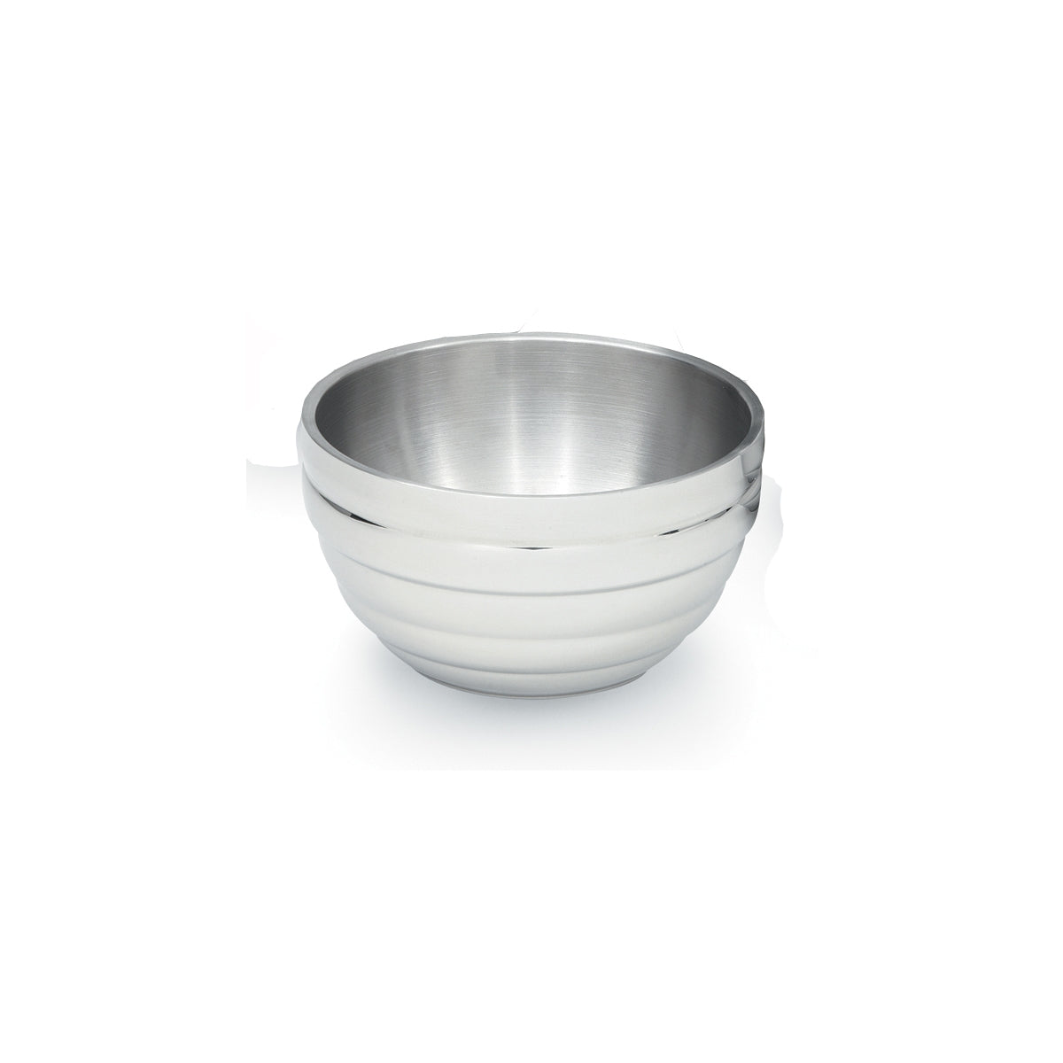 1.7-quart round double-wall stainless steel serving bowl with beehive pattern