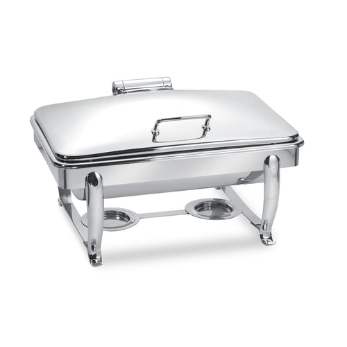 Park Avenue 8 Quart Rectangular Chafing Dish w/ Hinged Lid with Stand, Brushed Stainless Steel