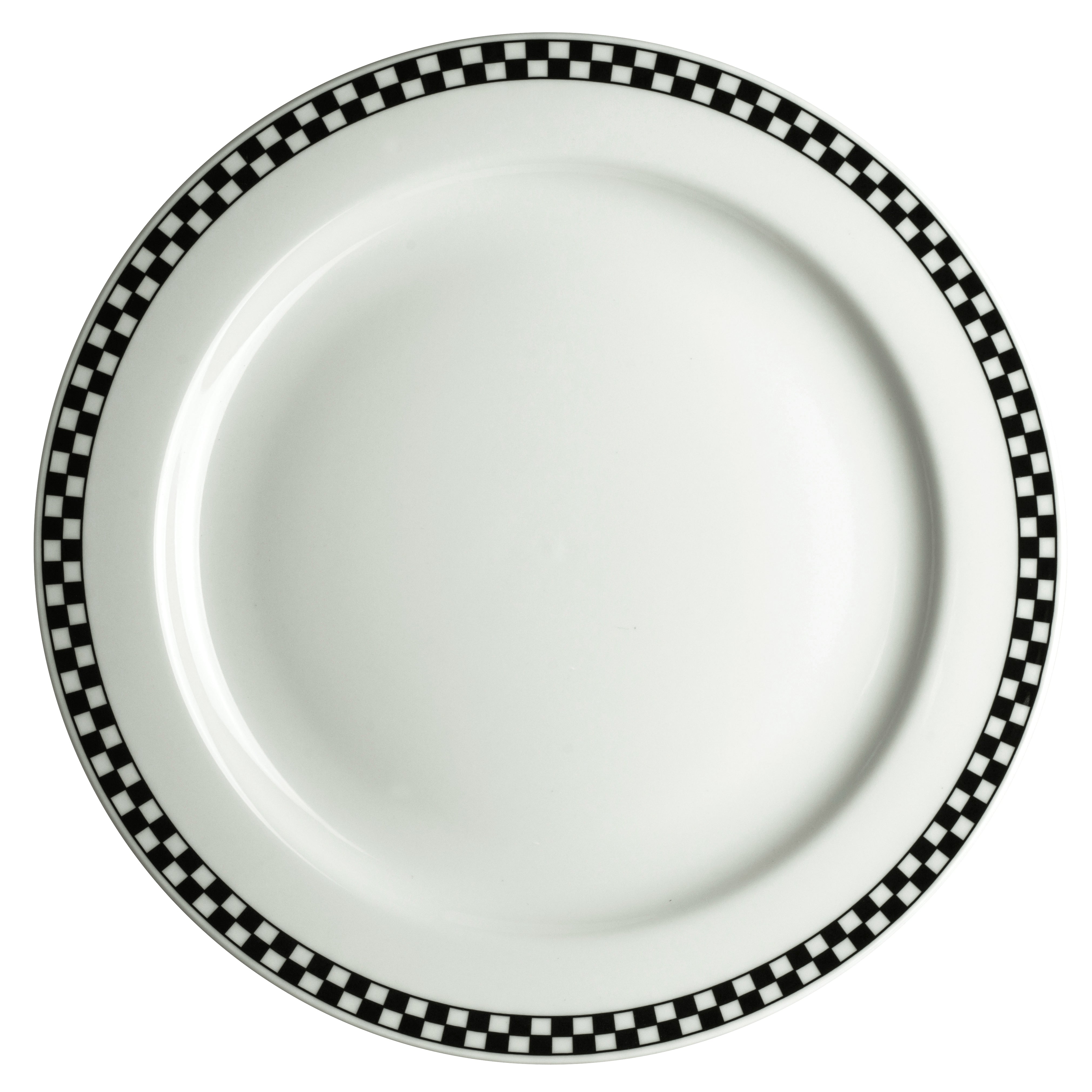 Rolled Edge Plate 12.25" Dia. Checkers Black