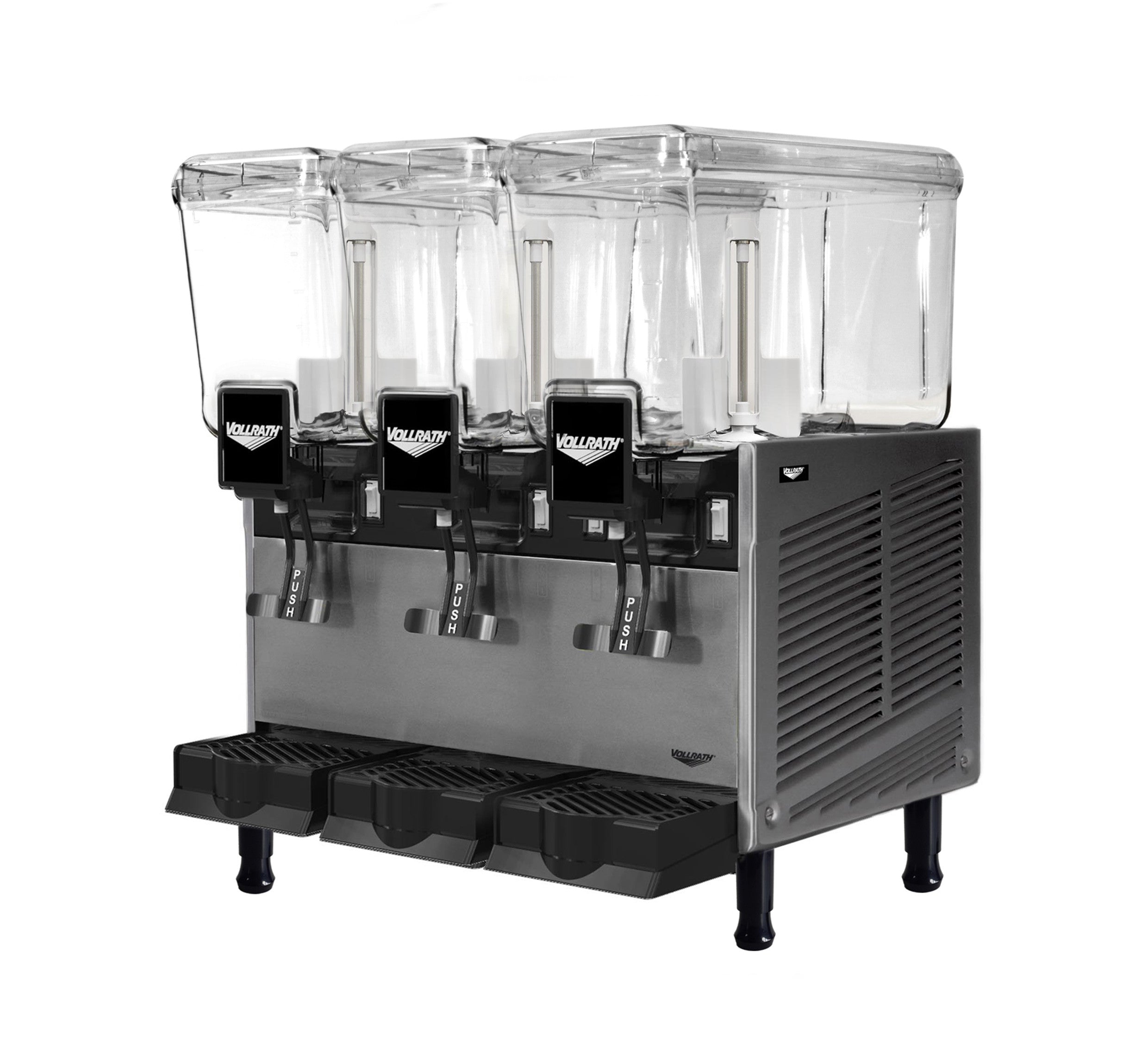Refrigerated Beverage Dispenser with Three 3.17-Gallon Bowls and Stirring Paddle Circulation, 115V