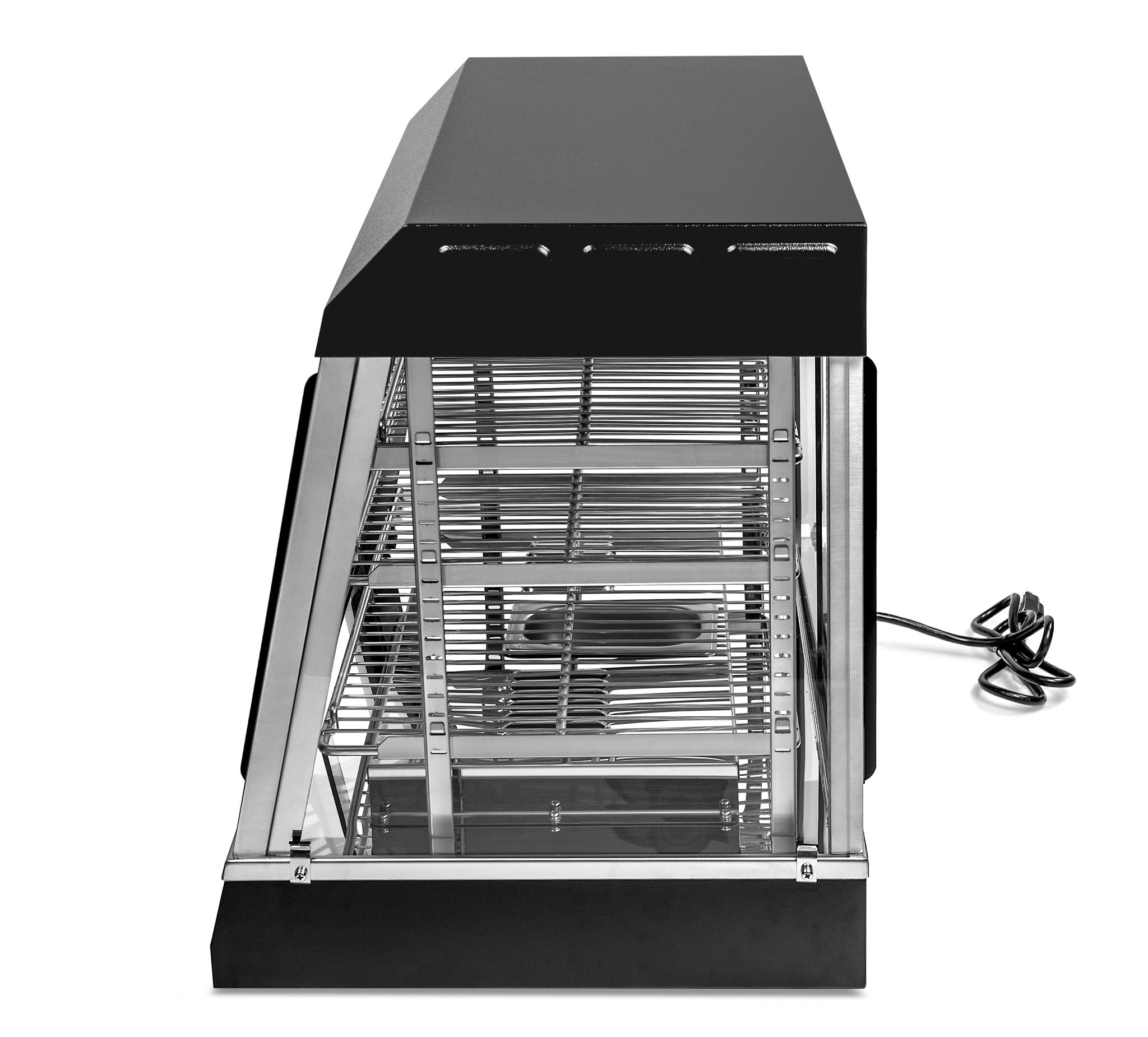 26-Inch-Wide 120-Volt Angled-Front Heated Display Case with Front and Rear Access In Black