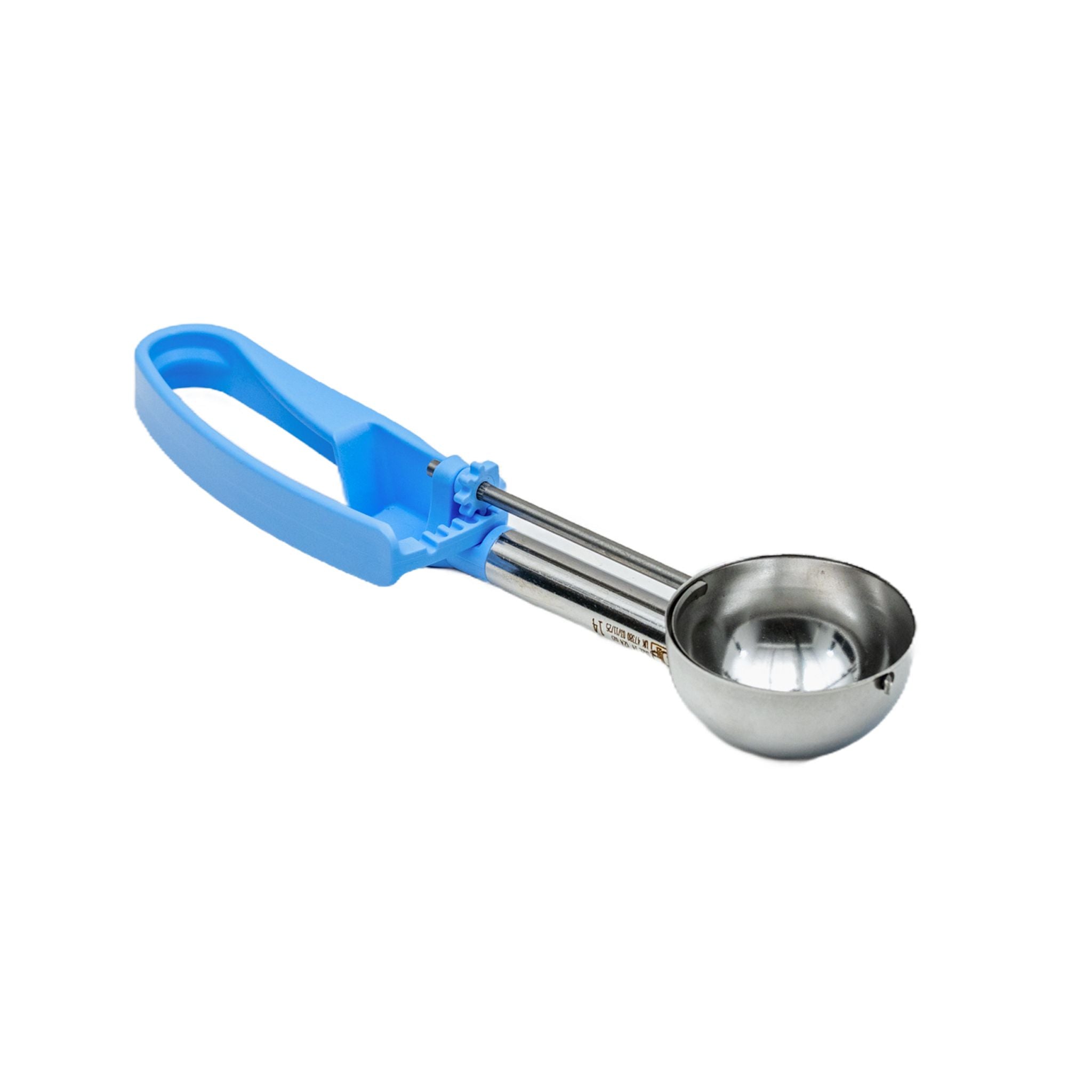 2.4 oz. Extended-Length Disher with Sky Blue Squeeze Handle