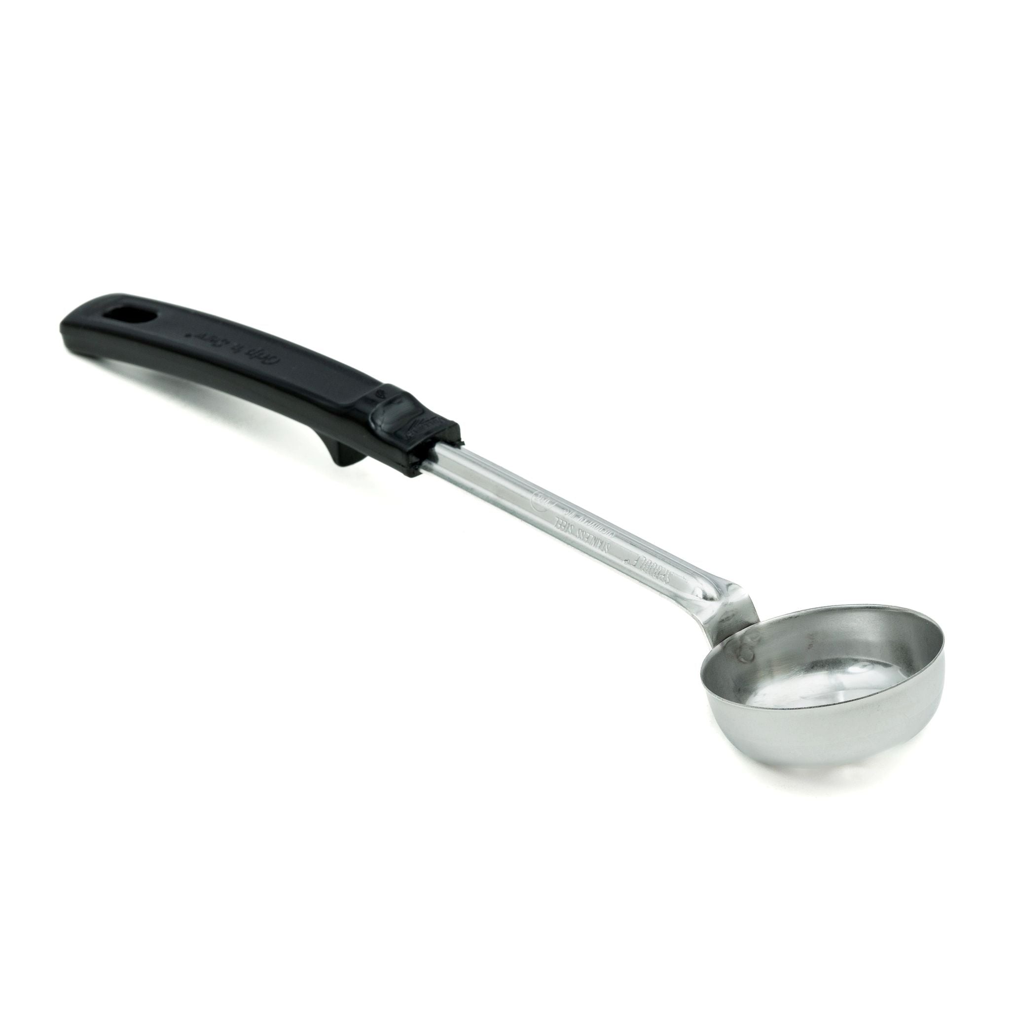 2 oz. Perforated Round Spoodle® Utensil with Black Grip 'N Serv® Handle