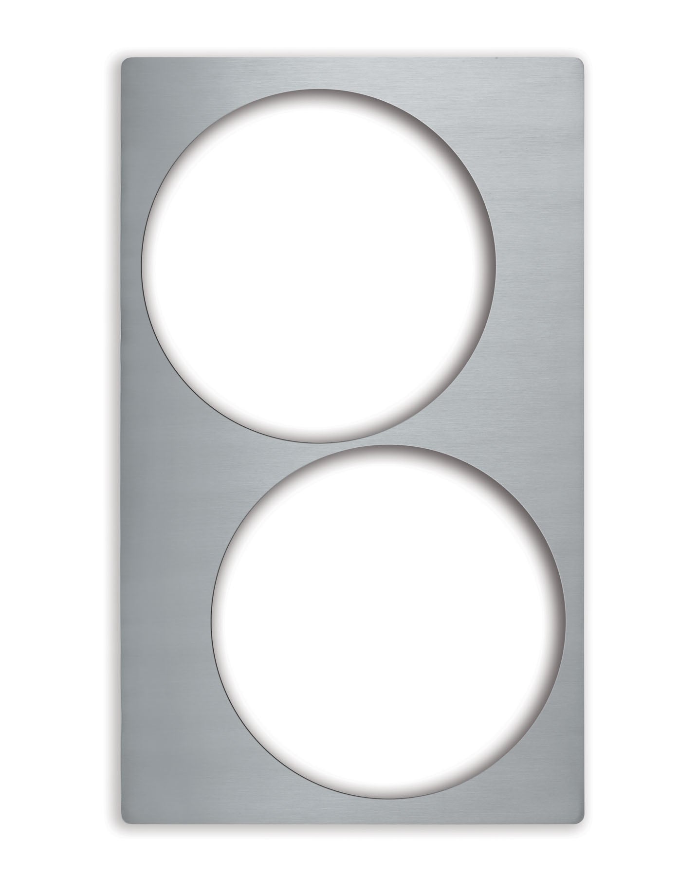 Miramar® stainless steel template with two large round cutouts and plain edges - Two large rounds