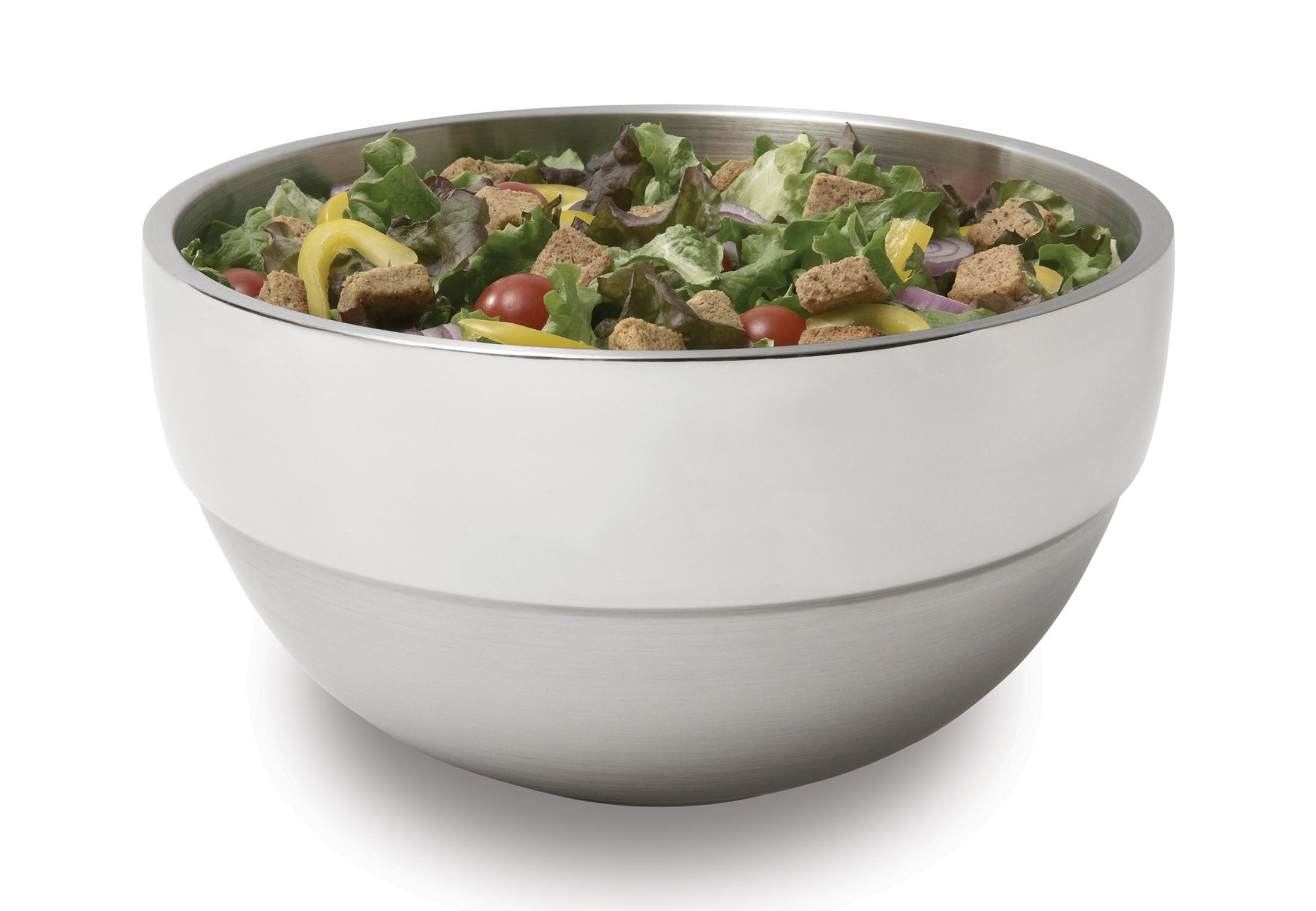 Satin Finish Double-Wall Bowls with Contrasting Mirror Finish Ring