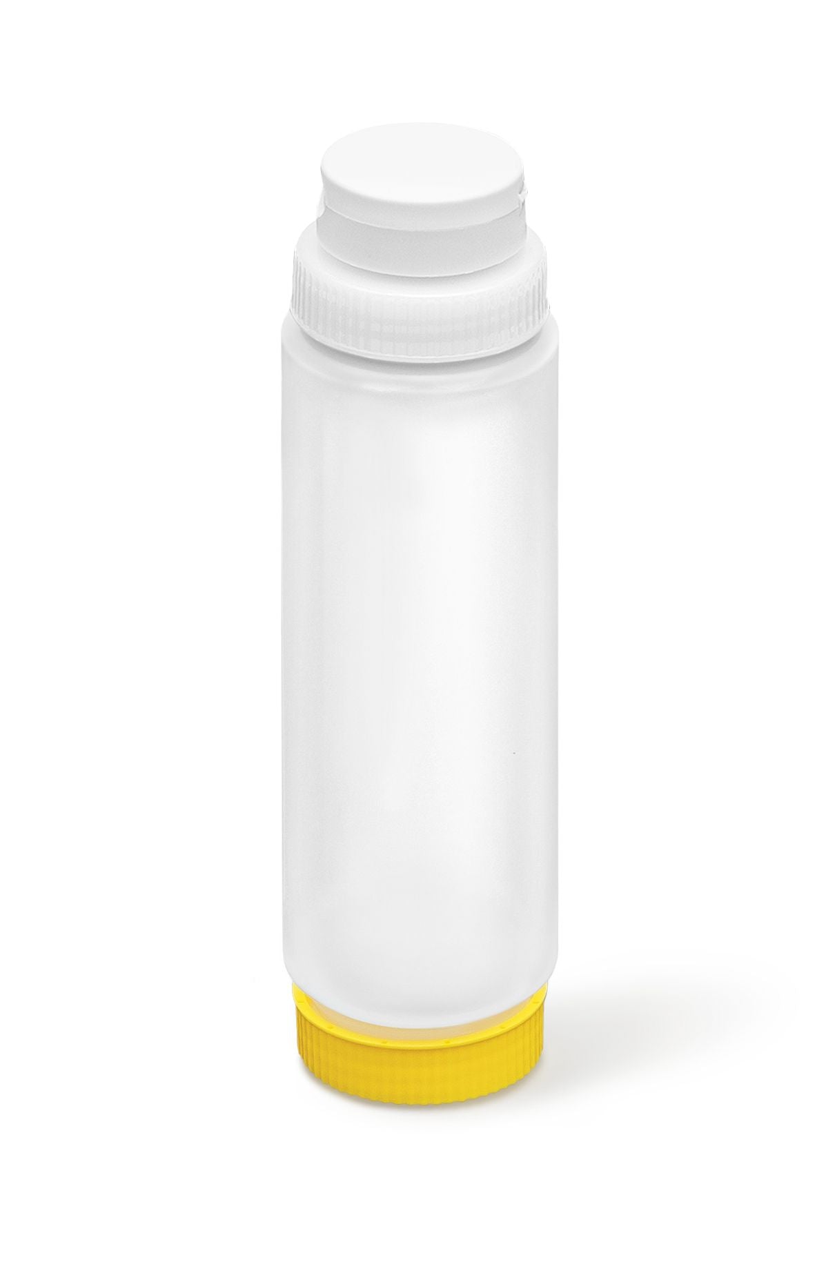 24 oz. Traex® Fifo Clear Squeeze Dispenser with White Flowcut™ Cap and Yellow Base Cap