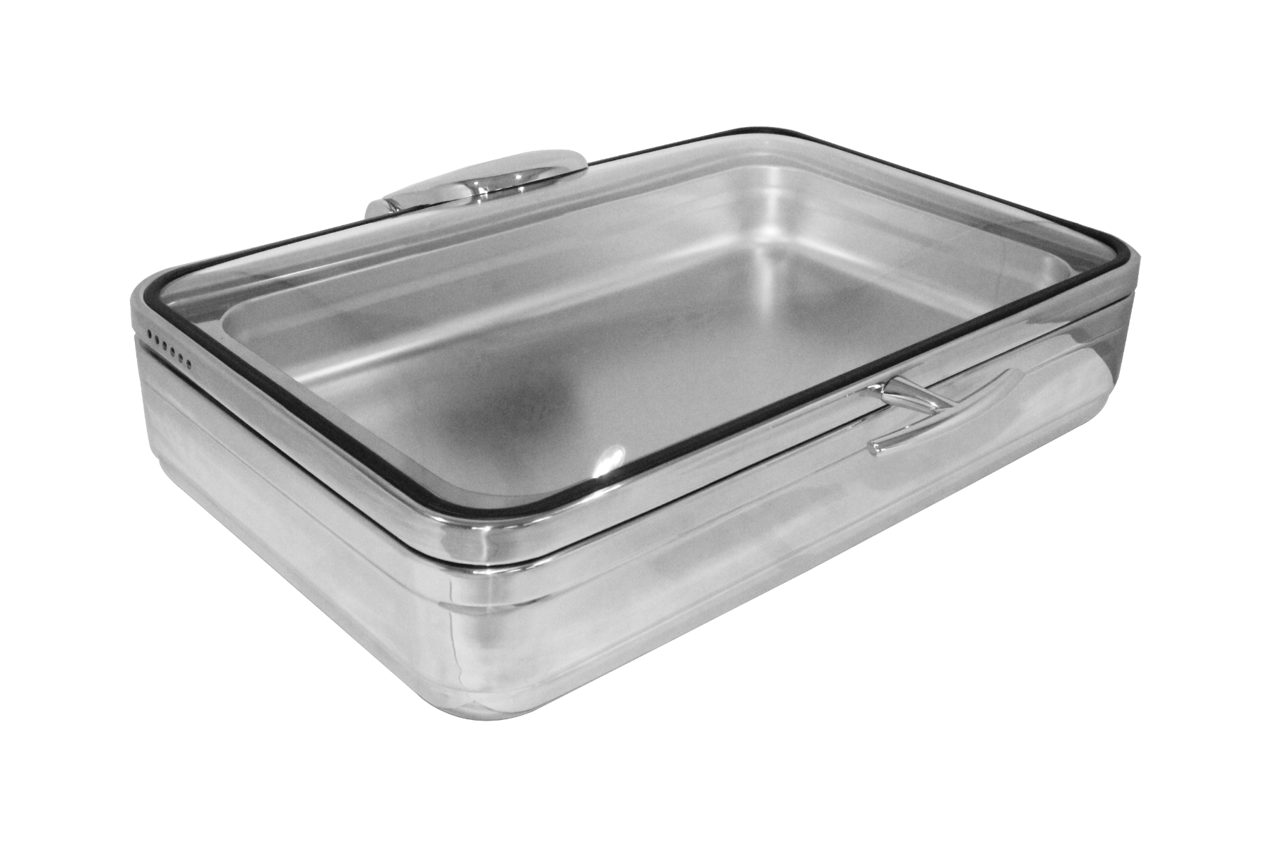 Radiance 10 qt. Full Size Rectangular Induction Chafer, Glass Cover, Titanium Finish