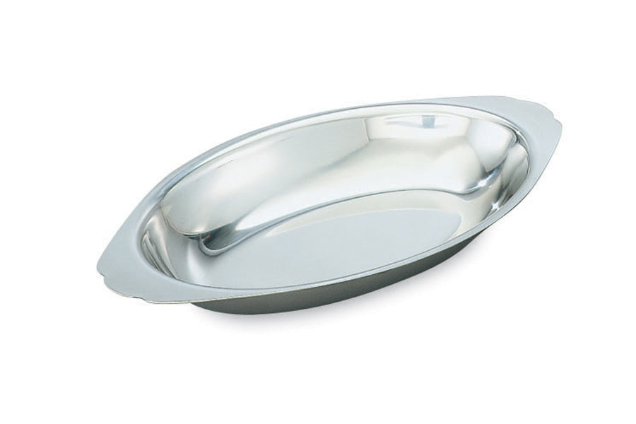 12-ounce oval stainless steel au gratin