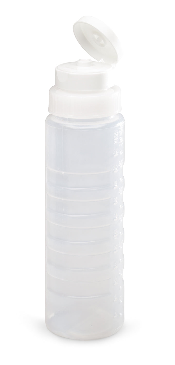 24-ounce Traex® Color Mate clear squeeze dispenser with FlowCut™ cap and cap converter kit